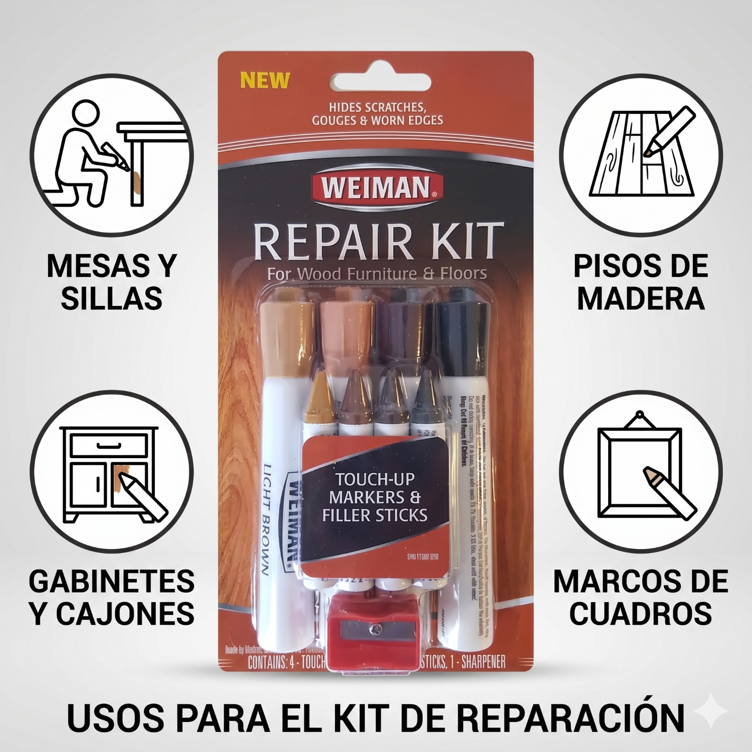 Kit Reparador Muebles y Pisos de Madera Weiman 9 Piezas-3