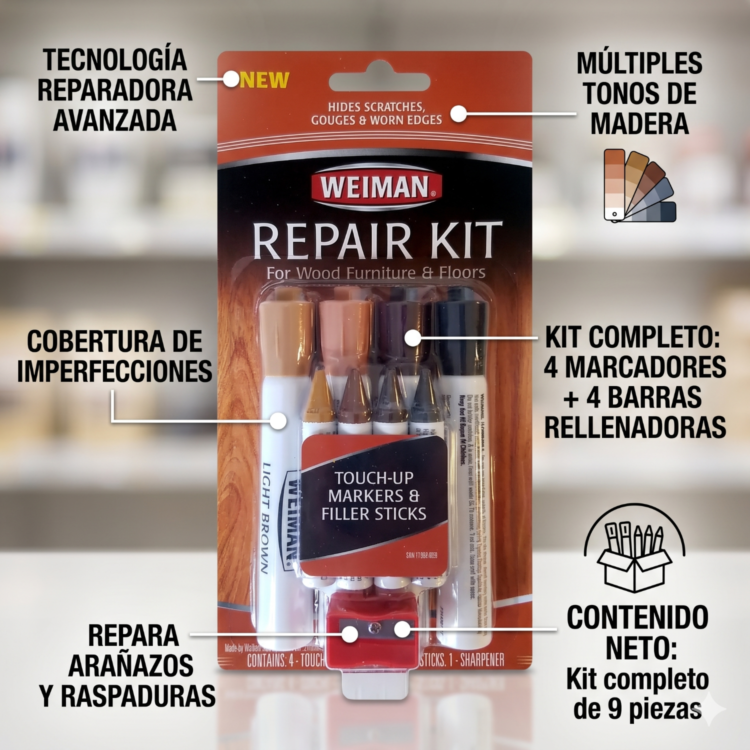 Kit Reparador Muebles y Pisos de Madera Weiman 9 Piezas-4
