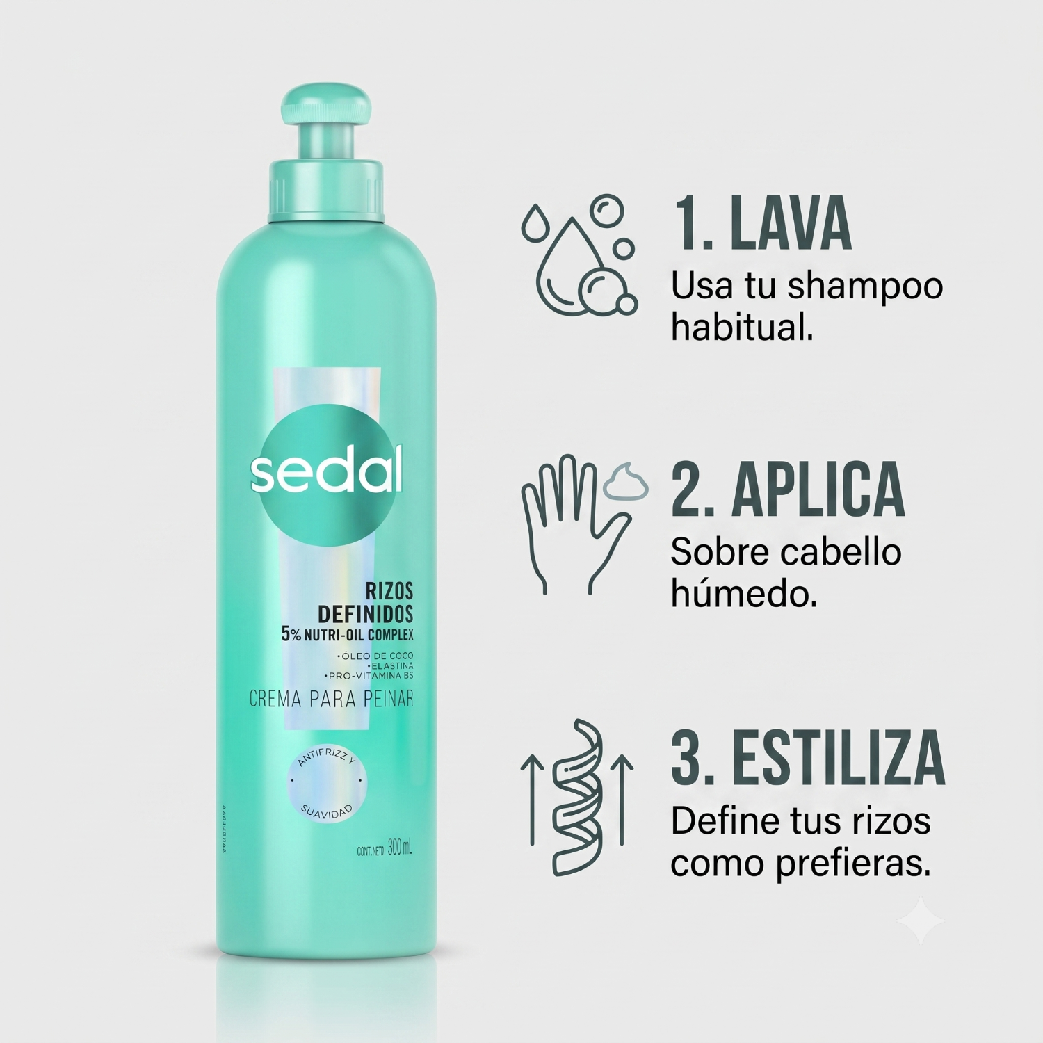 Sedal Crema Peinar Rizos Definidos 300ml Antifrizz-2