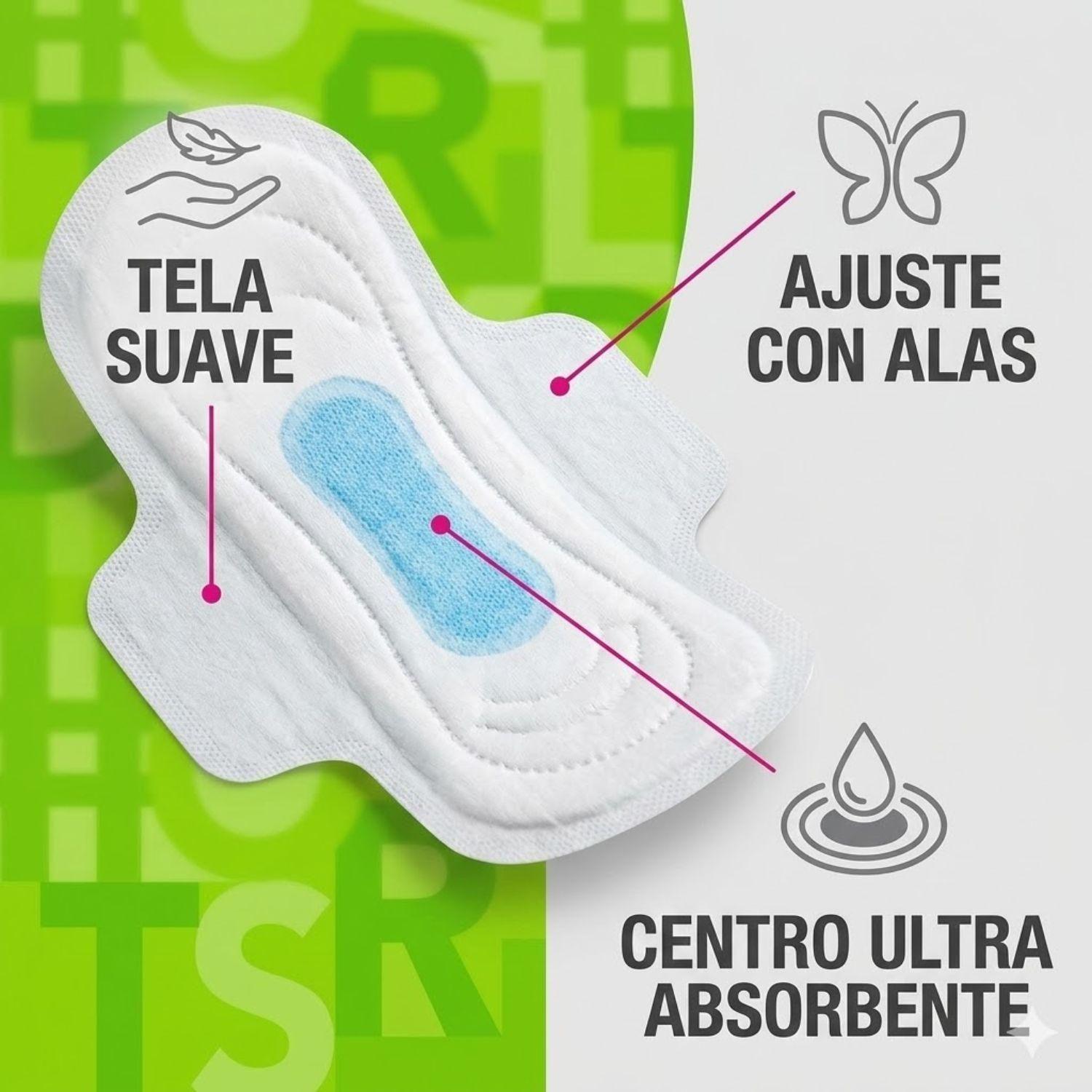 Toallas Femeninas Ladysoft Normal Tela Suave Con Alas 8u-4