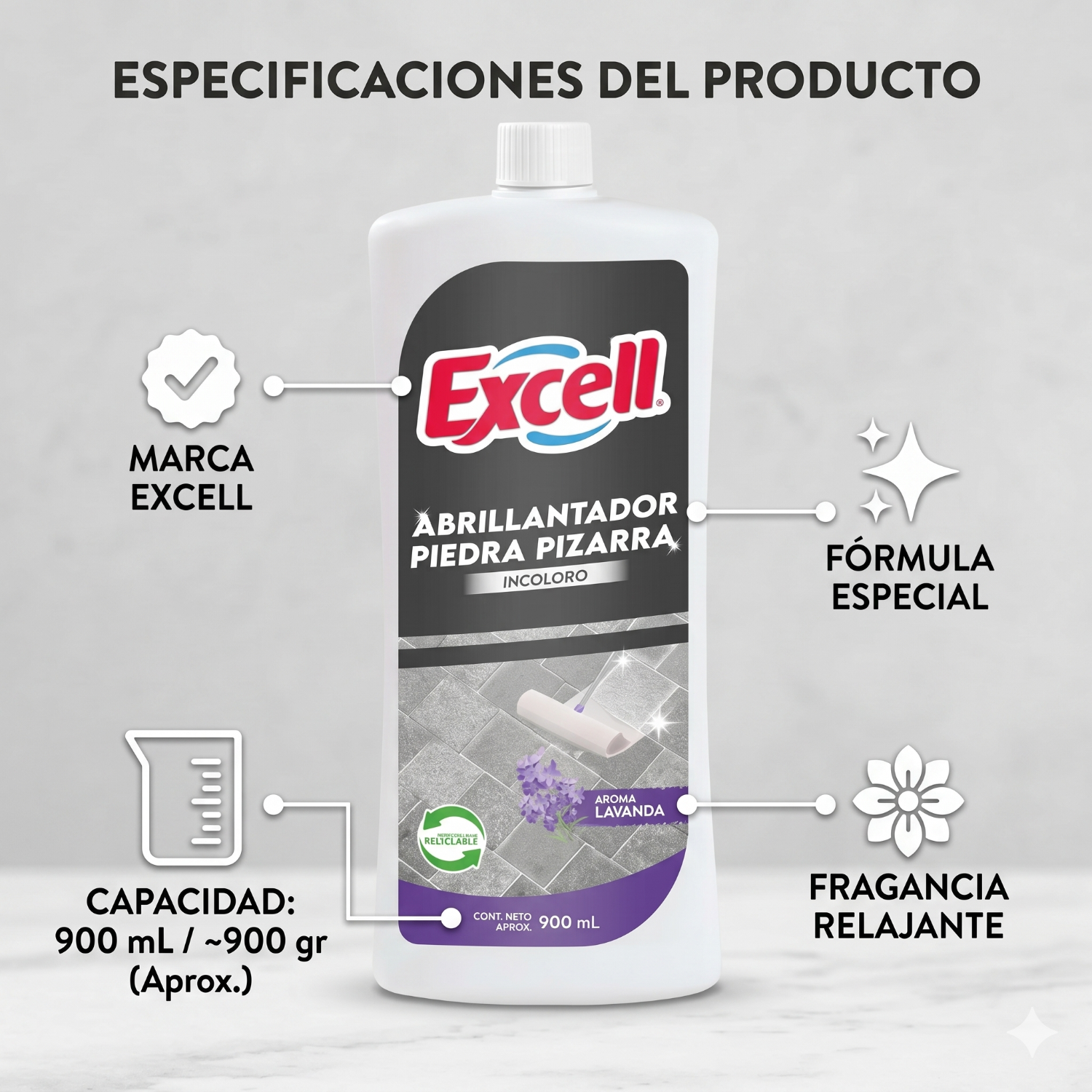 Abrillantador Piedra Pizarra Excell 900ml-3