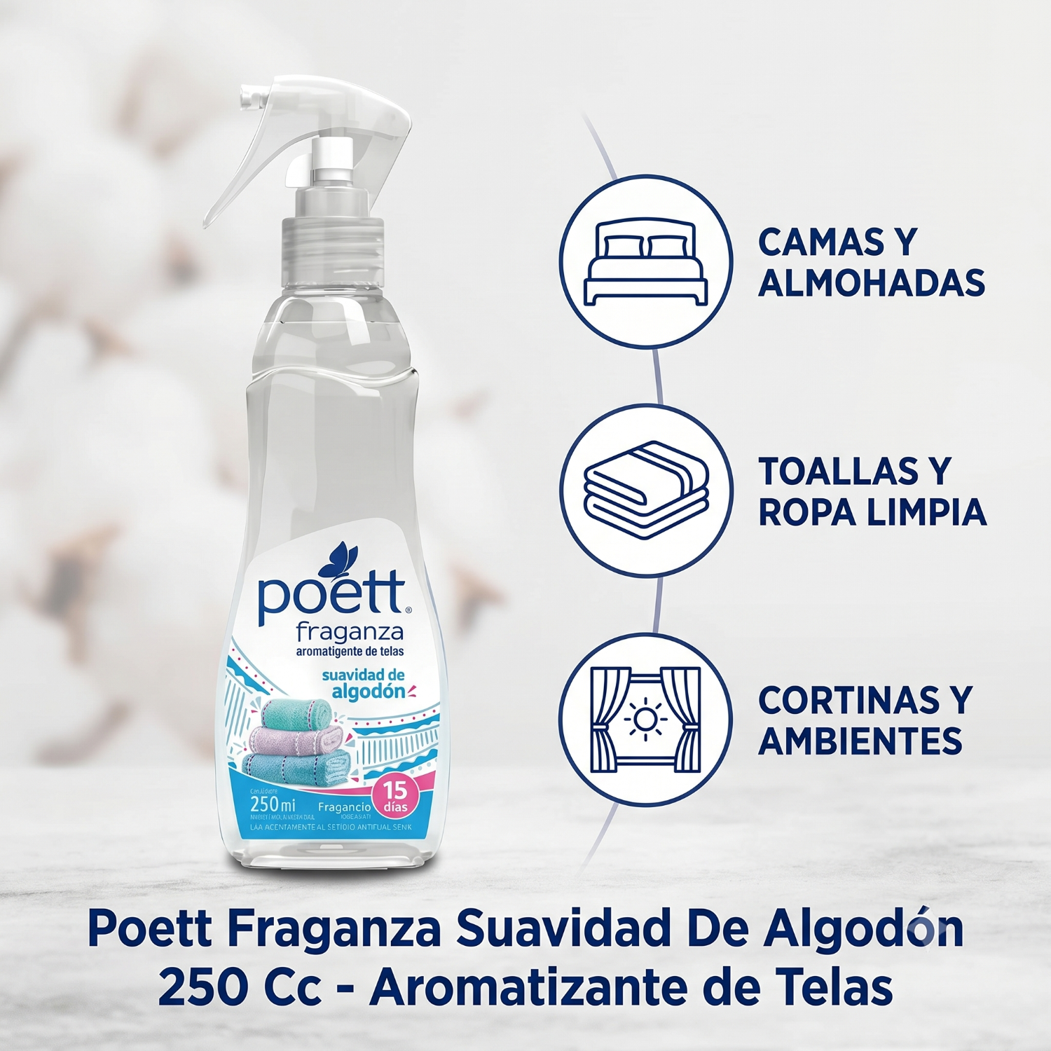 Aromatizante Telas Poett Suavidad Algodon 250ml-2