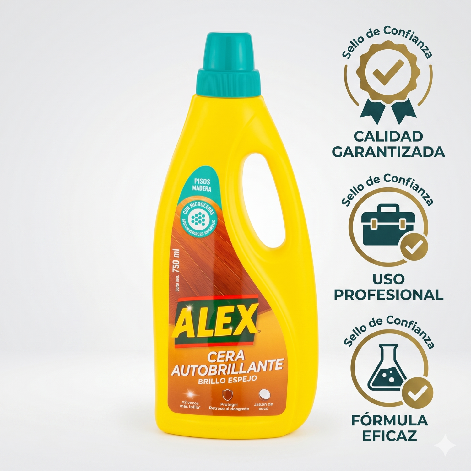 Cera Líquida Autobrillante Alex Piso Madera 750ml-5