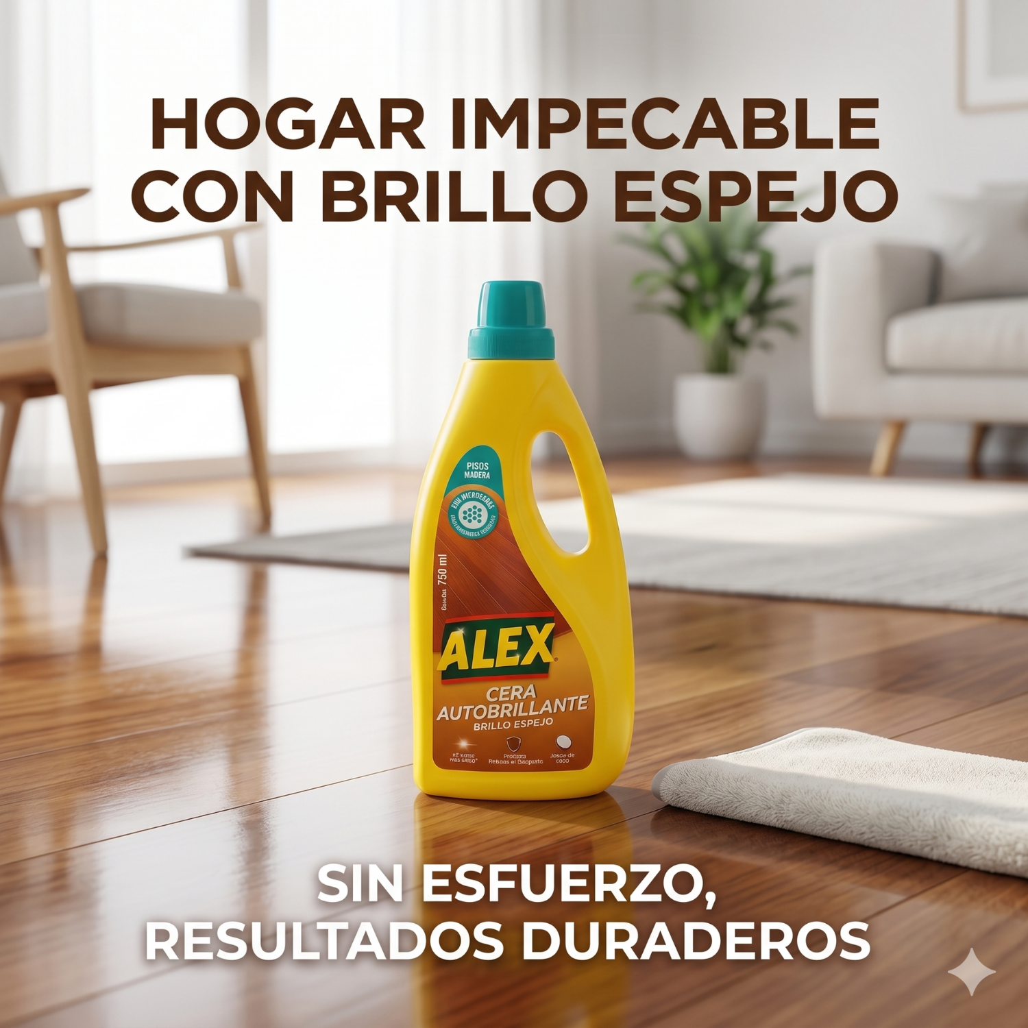 Cera Líquida Autobrillante Alex Piso Madera 750ml-6