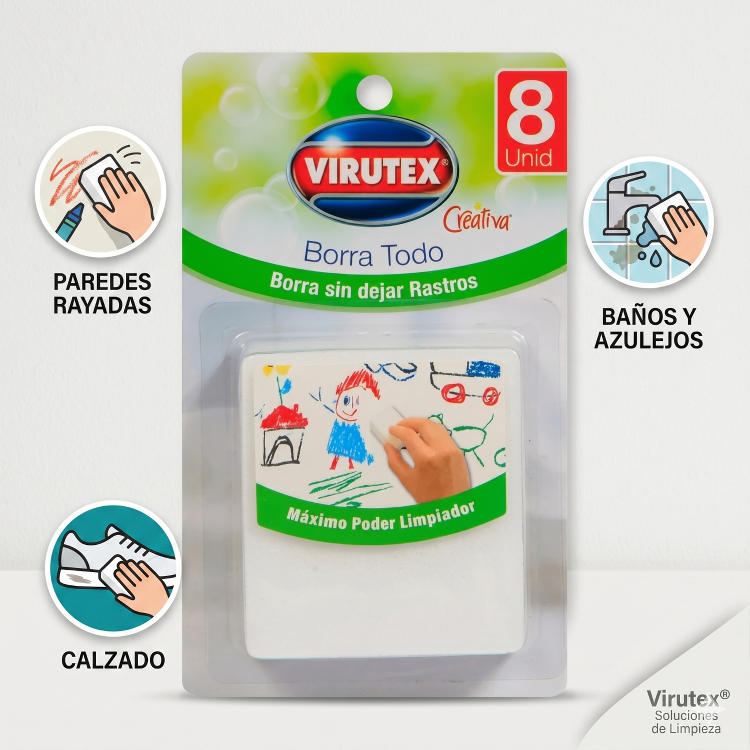 Esponja Mágica Borra Todo Virutex Pack 8 Limpia Paredes-2