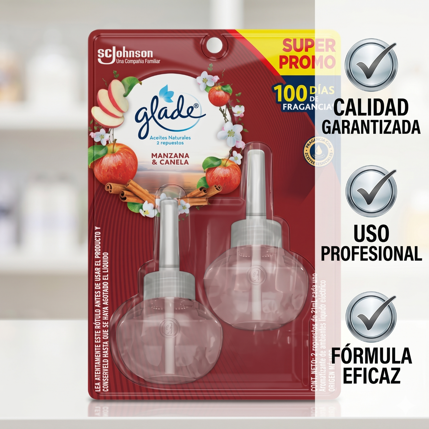 Recarga Glade Aceite Natural Manzana Canela 21ml x2-5
