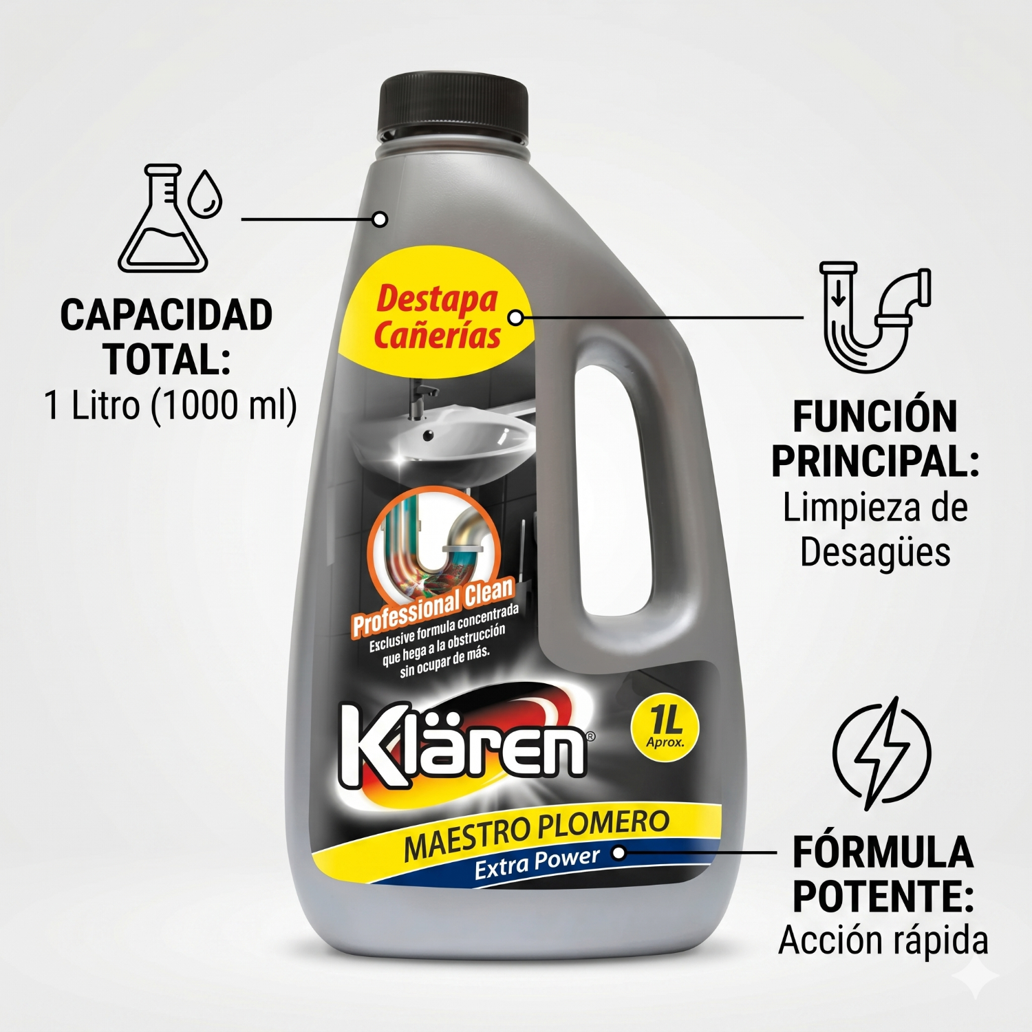 Destapa Cañerias Extra Power Klaren 1l-3