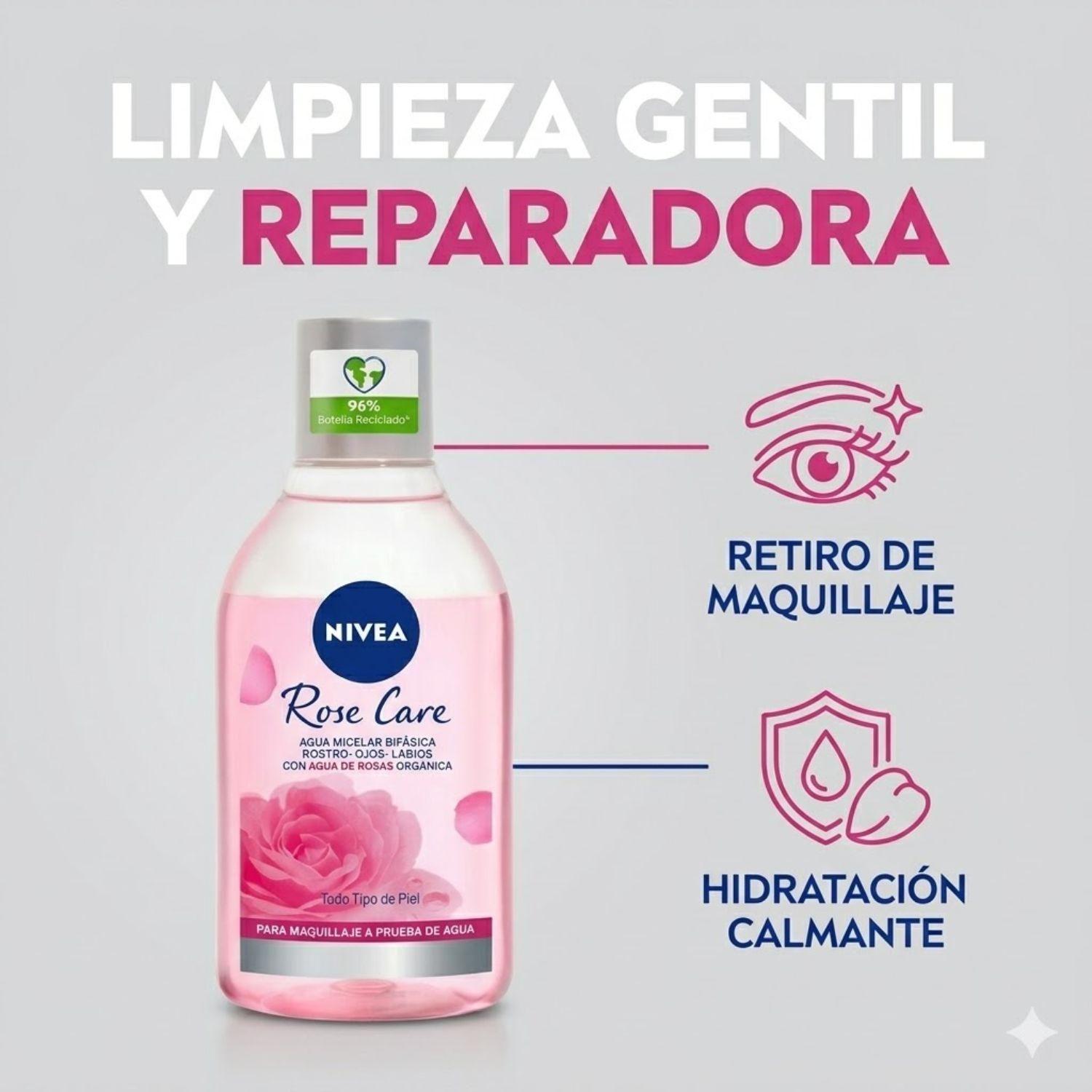 Agua Micelar Nivea Bifásica Rose Care 400 ml-5
