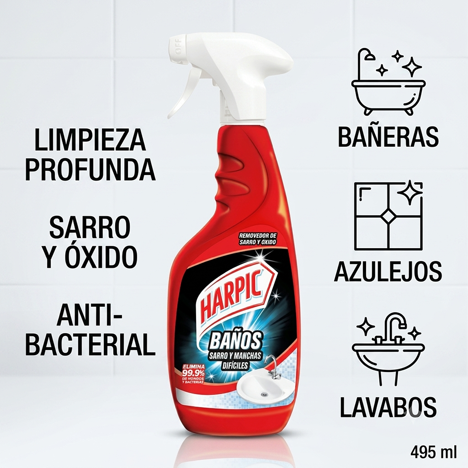 Limpiador Baño Sarro y Manchas Difíciles Gatillo 495 ml-2