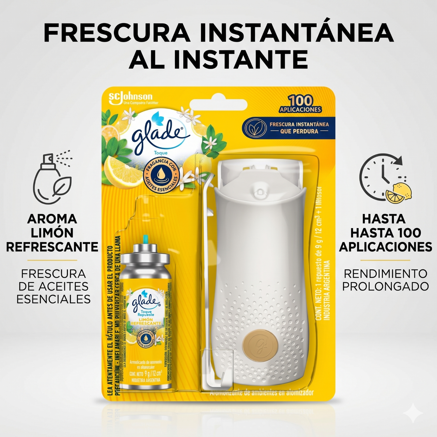 Glade Toque Aparato + Repuesto 9g Aroma Limón Refrescante-1