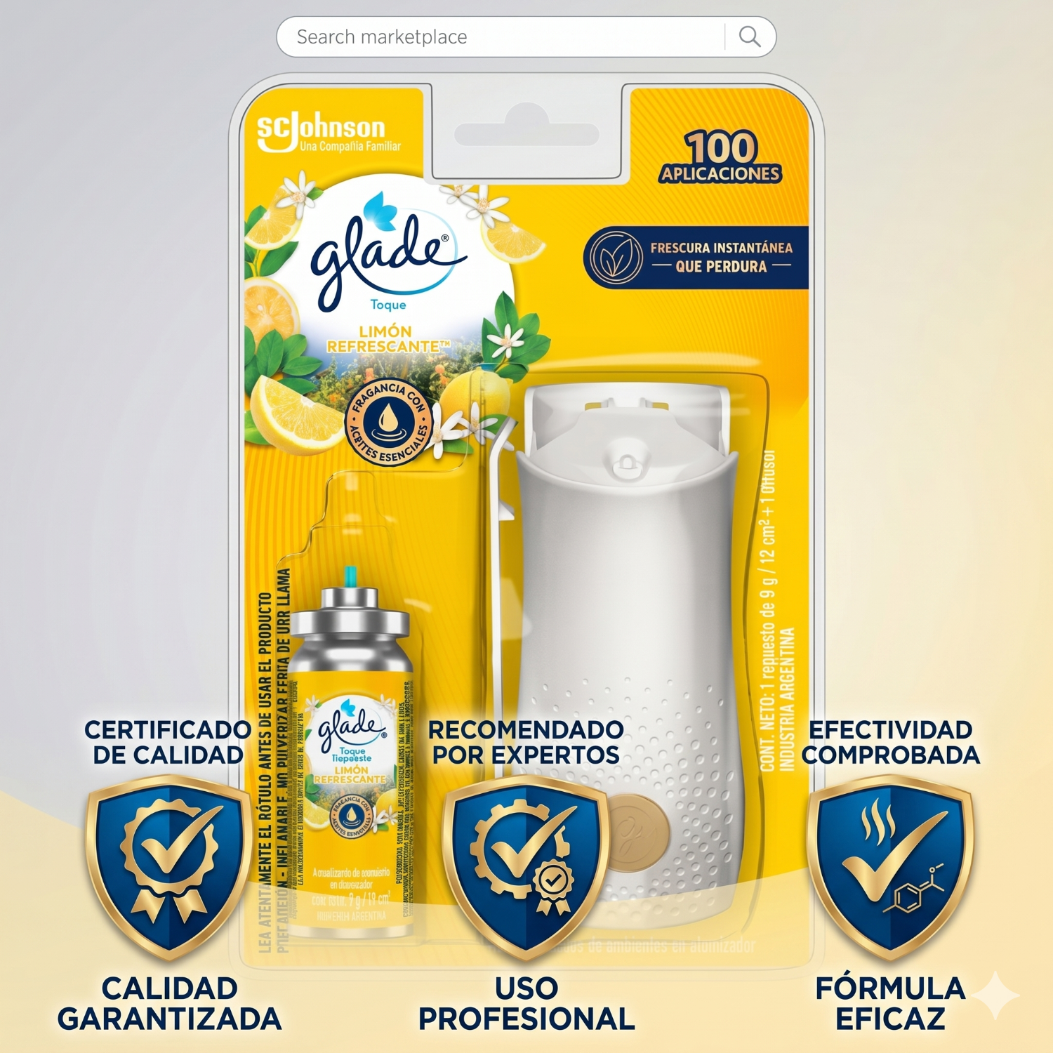 Glade Toque Aparato + Repuesto 9g Aroma Limón Refrescante-4
