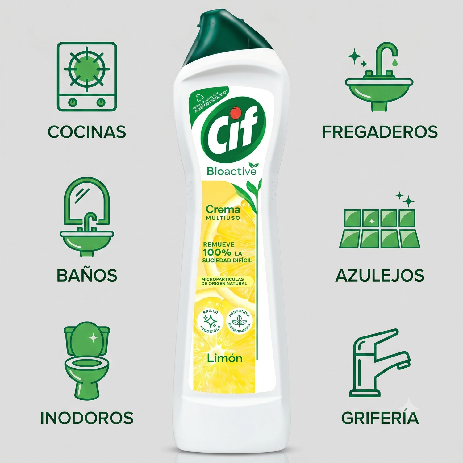 Cif Crema Limpiador Multiuso Limon 750g Bioactive-2