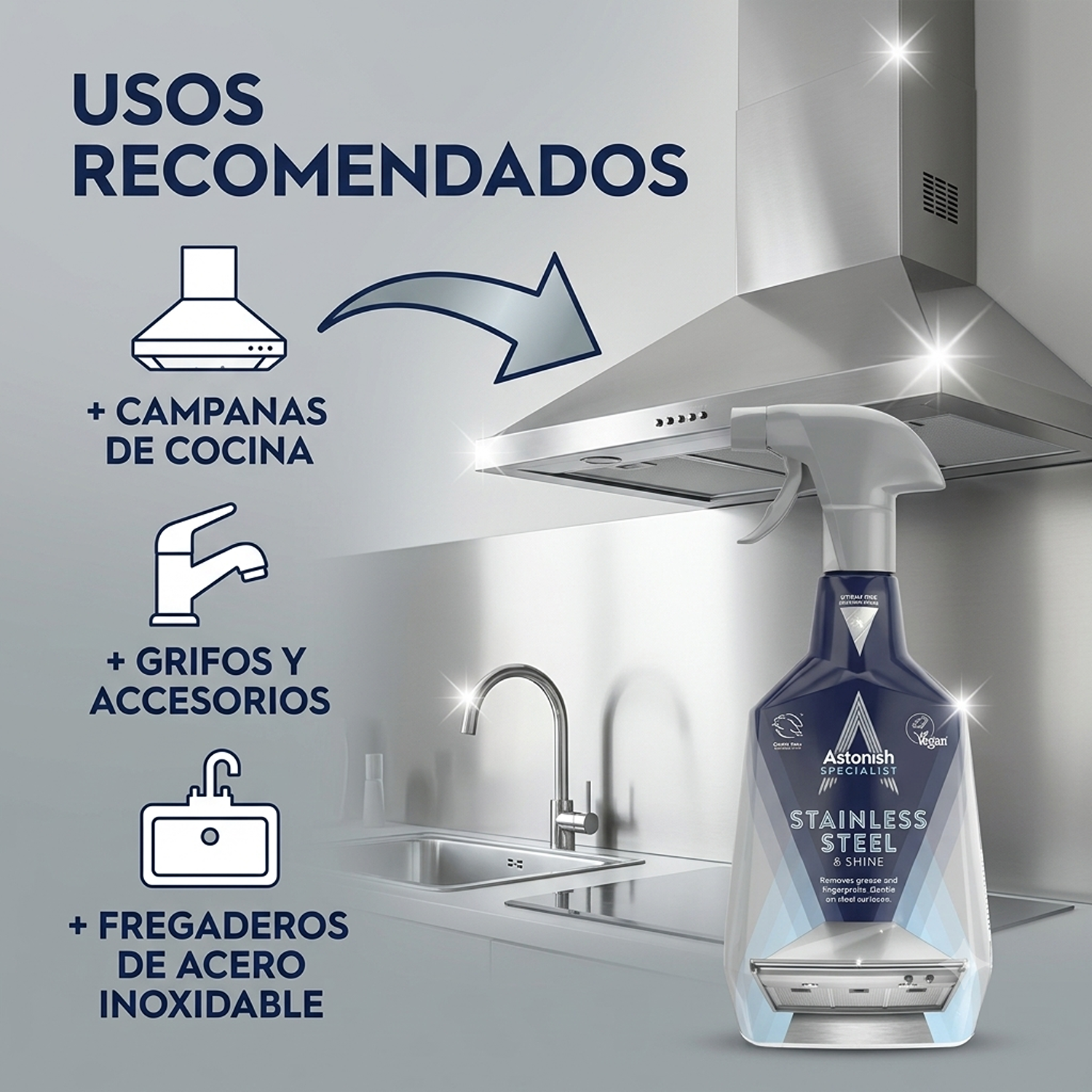 Limpiador y Brillador Astonish Acero Inoxidable 750ml-2