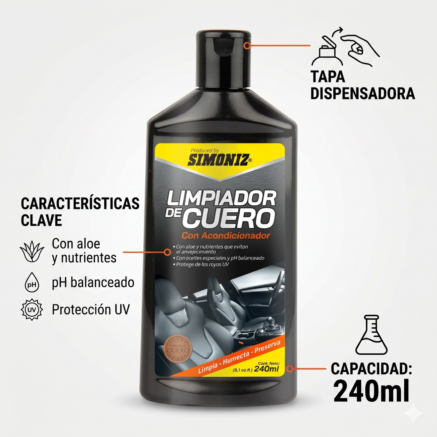 Limpiador de Cuero para Tapicería Simoniz 240 ml-3