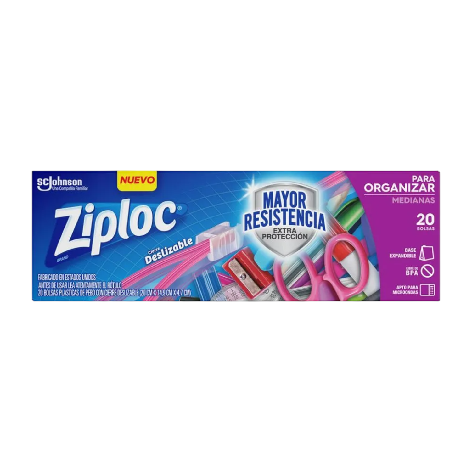 Bolsa Para Organizar Ziploc Mediana Cierre Fácil 20un-0