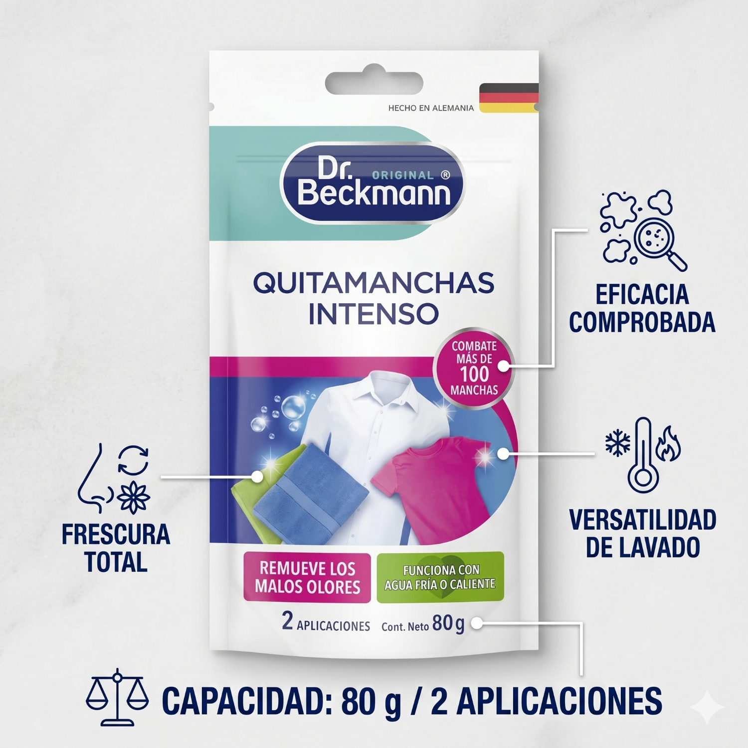 Dr. Beckmann Quitamanchas Ropa Blanca y Color 80 g-2
