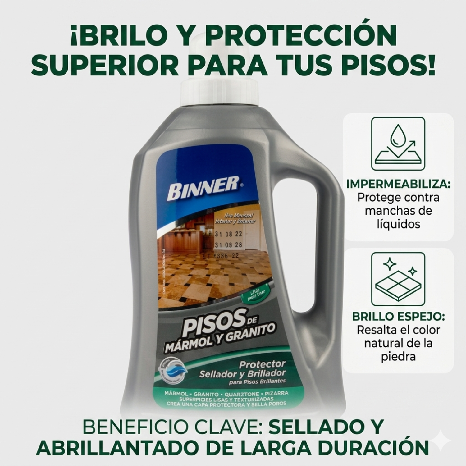 Protector, Sellador Y Abrillantador De Marmol Y Granito 1l-1