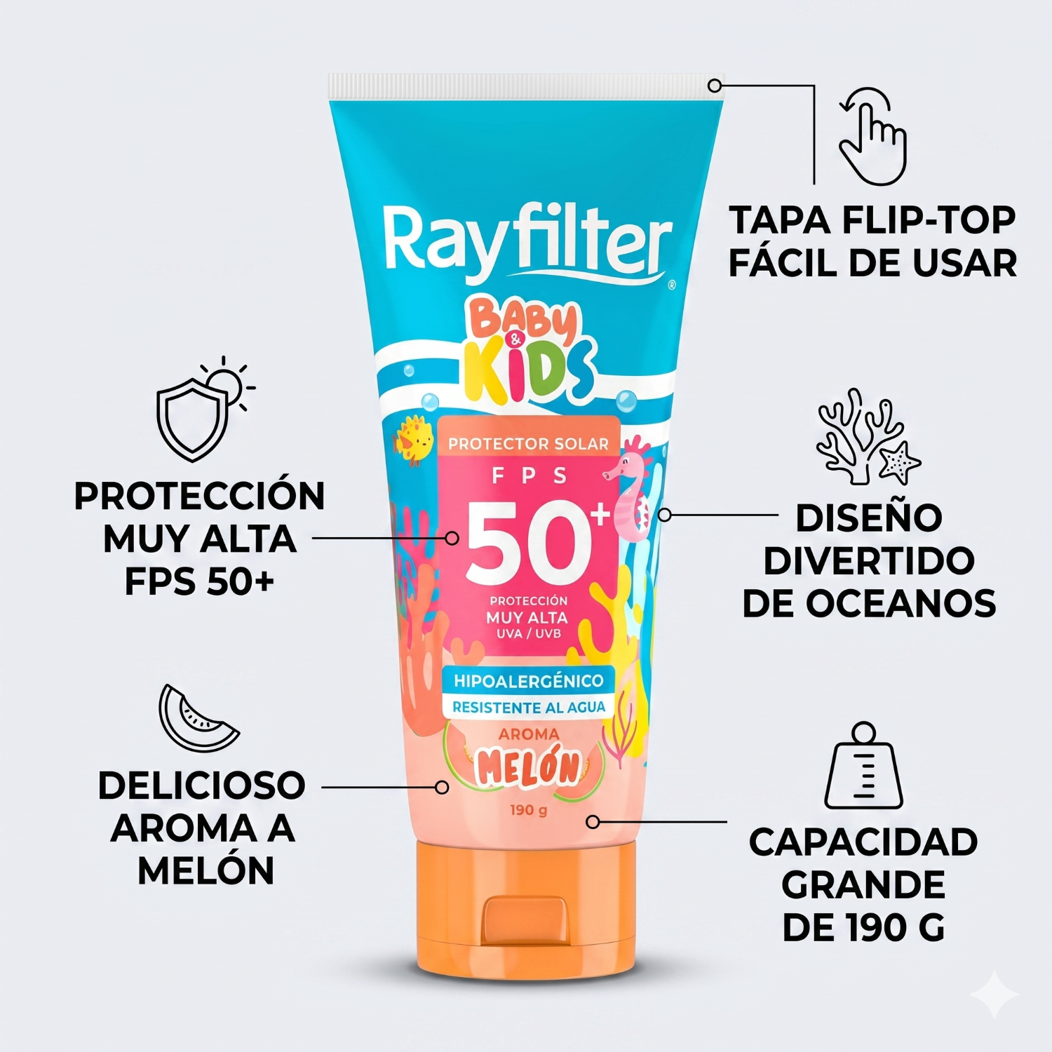Protector Solar Rayfilter Baby & Kids Spf50 Melon 190 Gr-3