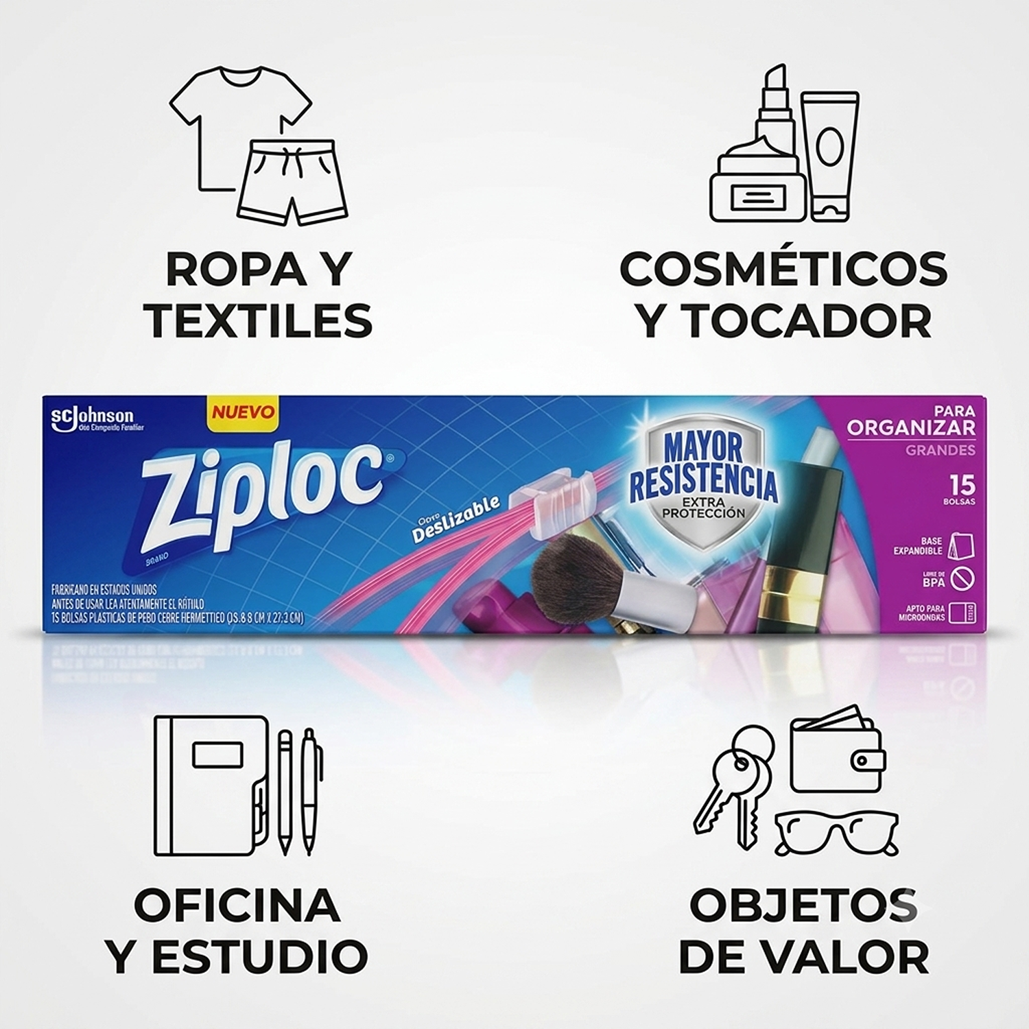 Bolsa Para Organizar Ziploc Grande Cierre Fácil 15un-2