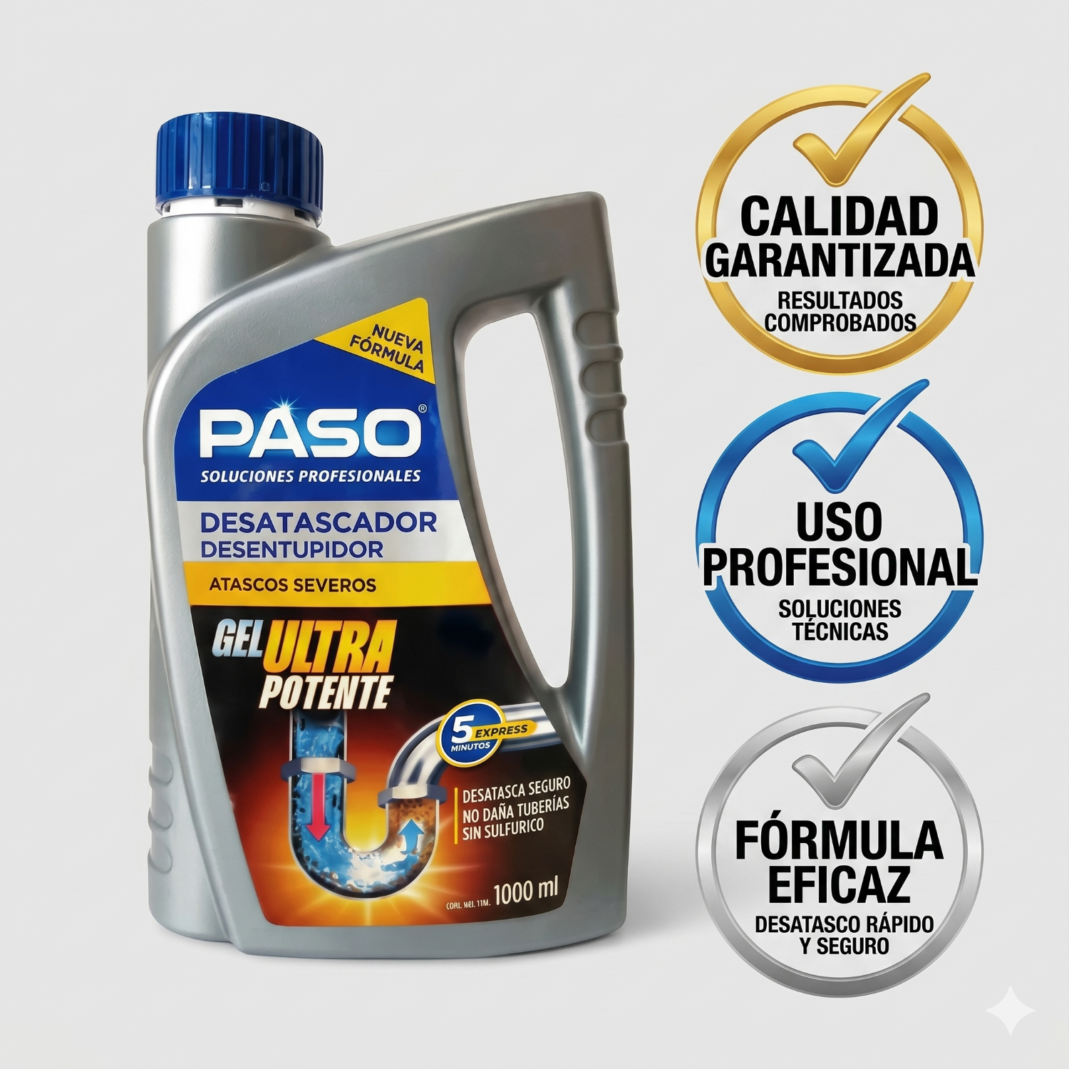 Destapa Desatasca Cañerias Atascos Severos Gel 1l-5