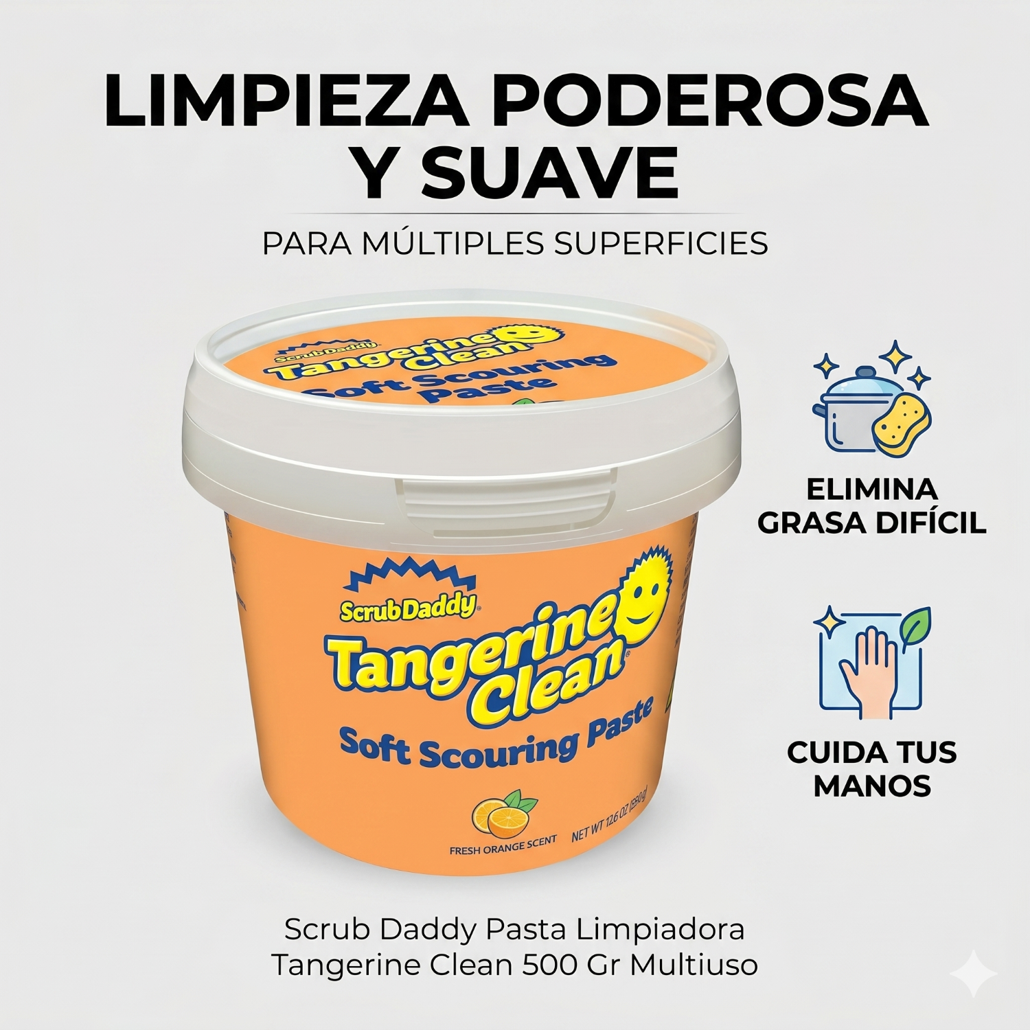 Scrub Daddy Pasta Limpiadora Tangerine Clean 500 Gr Multiuso-1