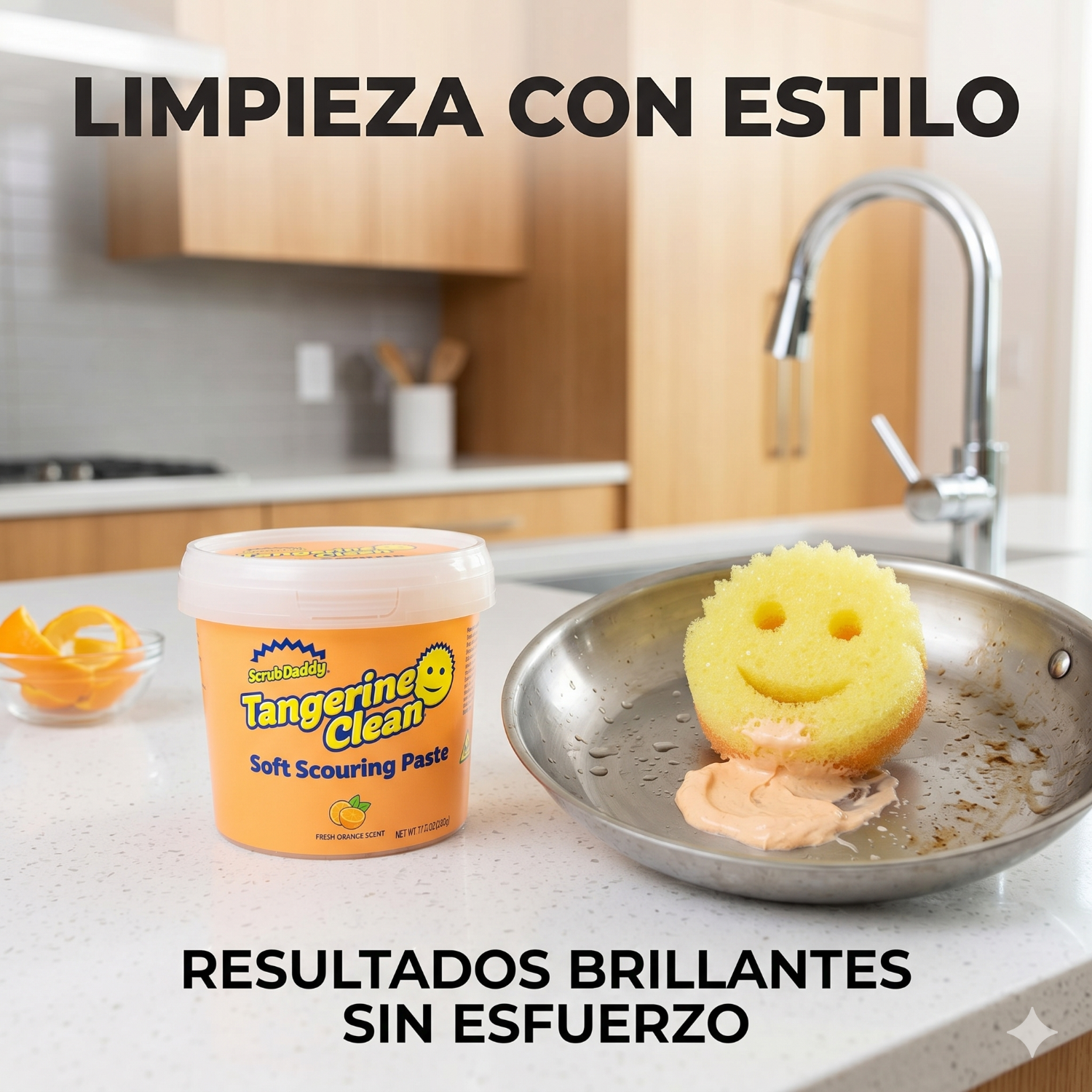 Scrub Daddy Pasta Limpiadora Tangerine Clean 500 Gr Multiuso-5