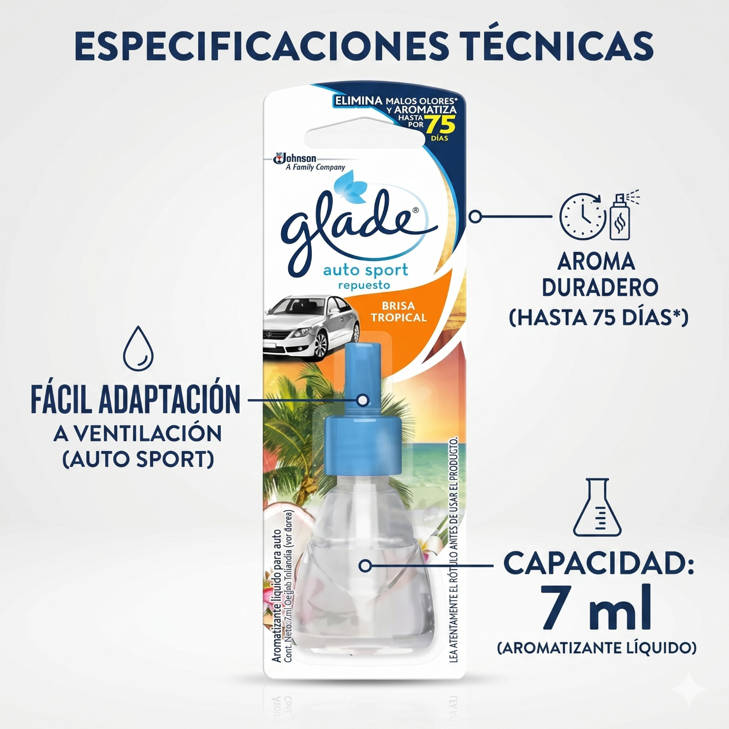 Recarga Aromatizante Glade Auto Brisa Tropical 7ml-3
