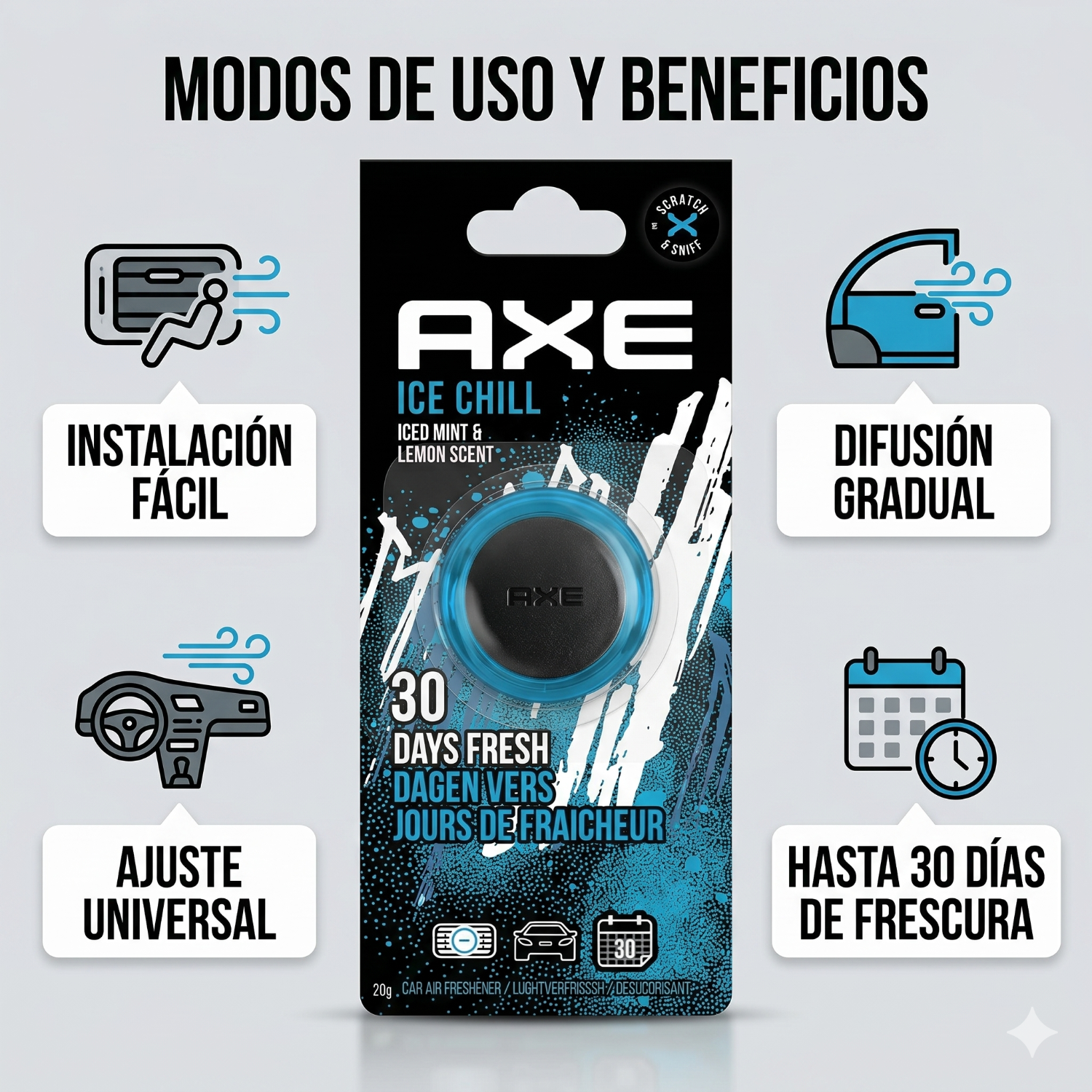 Aromatizante Para Autos Axe Rejilla Ice 19gr-2
