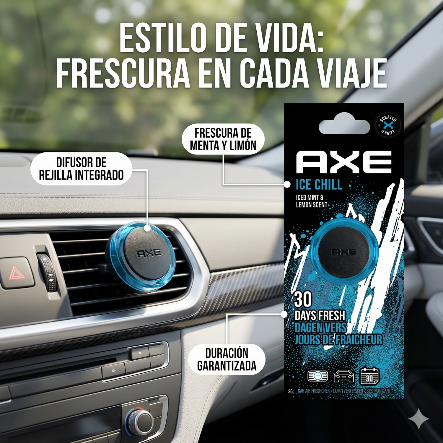 Aromatizante Para Autos Axe Rejilla Ice 19gr-5