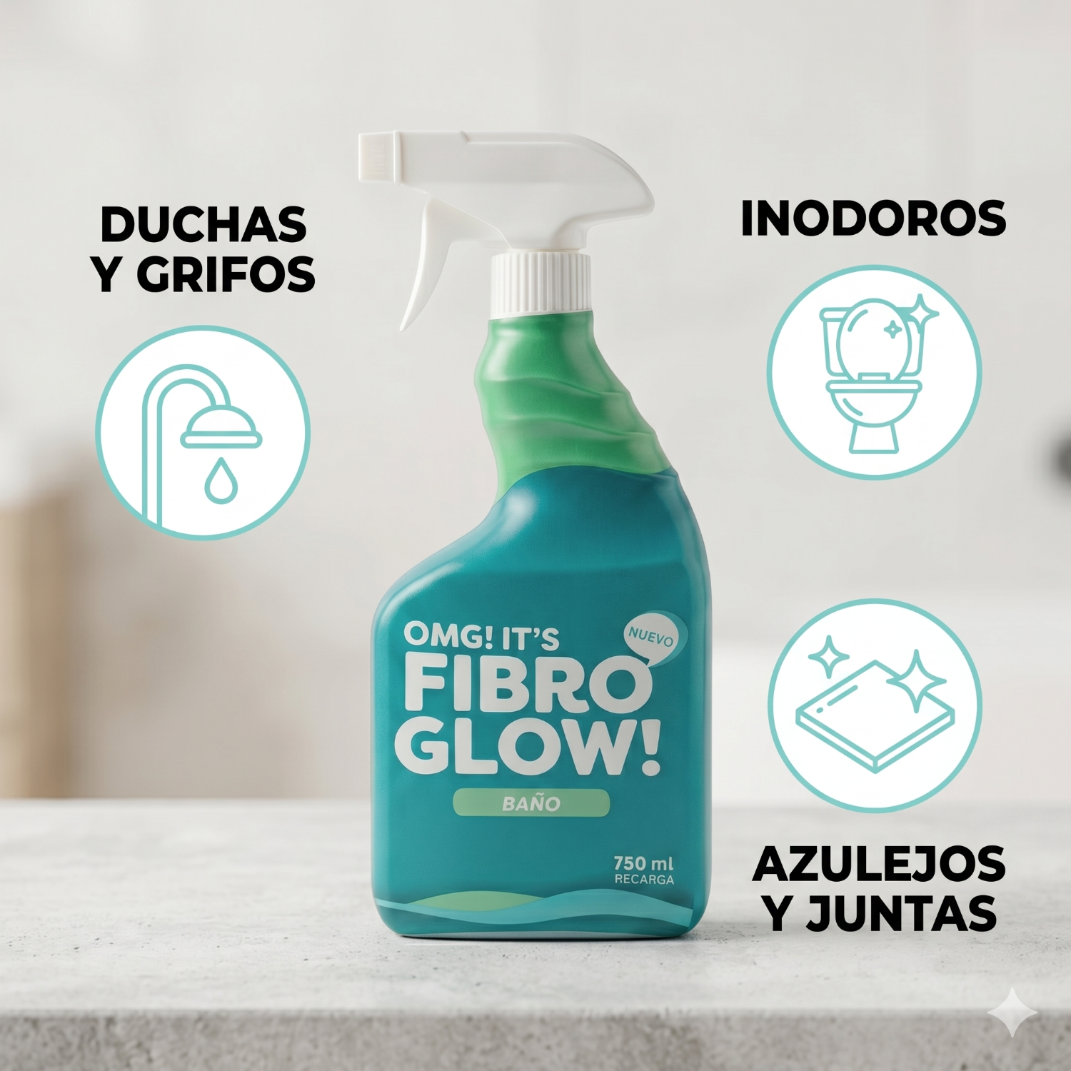 Limpiador Baño Fibro Glow Gatillo 750ml Vegano-2