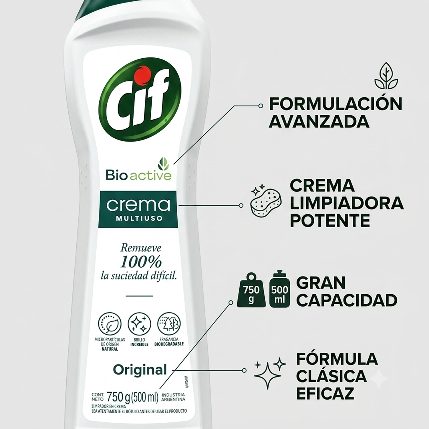 Cif Crema Limpiador Multiuso 750g Bioactive-2