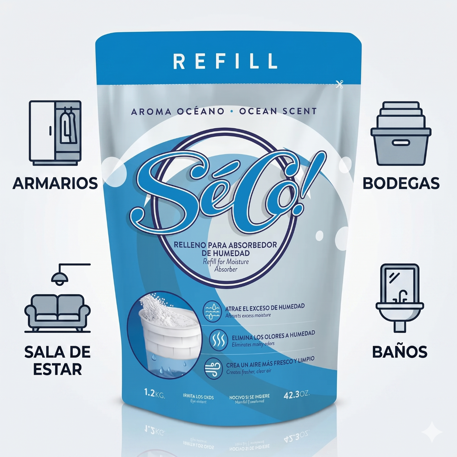 Recarga Absorbedor De Humedad Seco 1.2kg-3