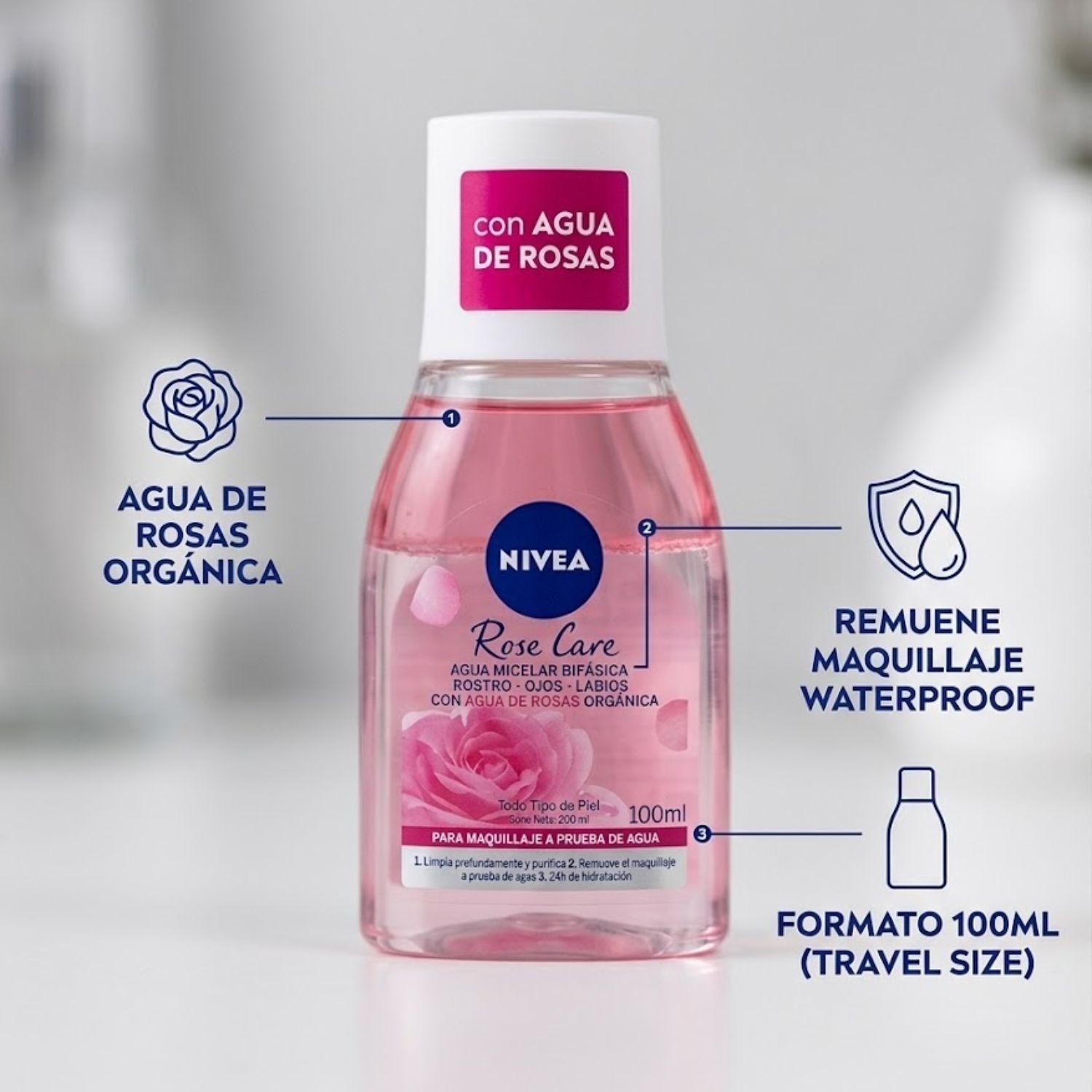 Agua Micelar Nivea Bifásica Rose Care 100 ml-2