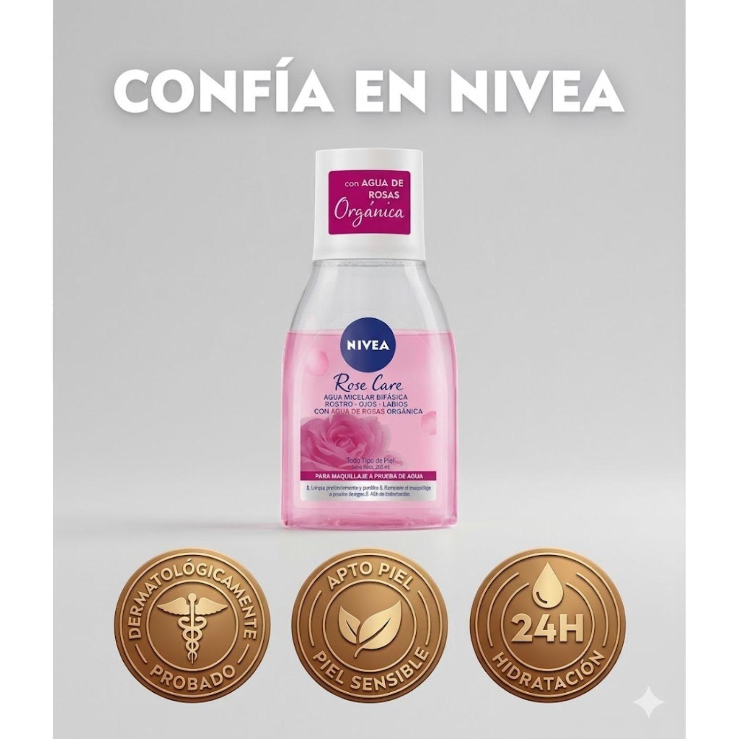 Agua Micelar Nivea Bifásica Rose Care 100 ml-3