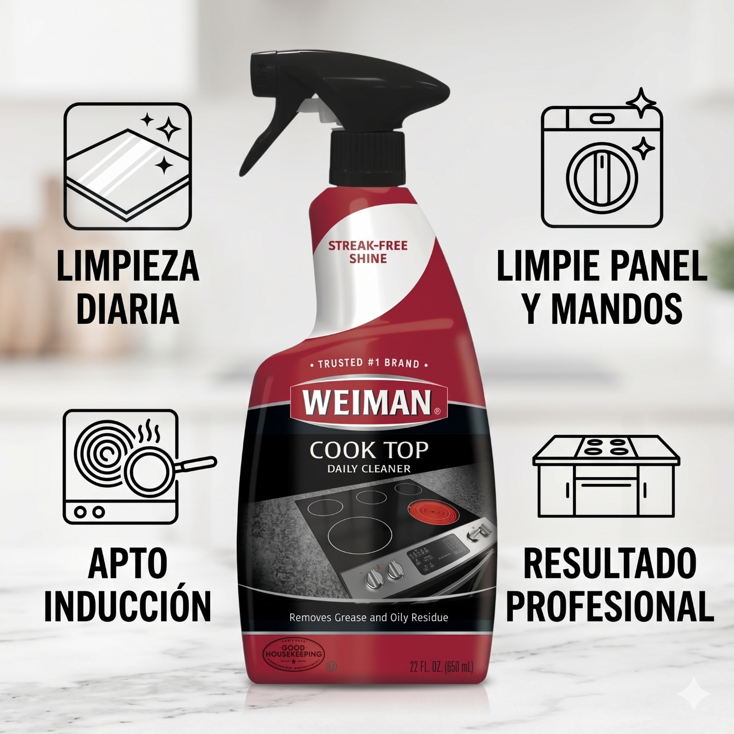 Limpiador Vitrocerámica e Inducción Weiman 650ml-2