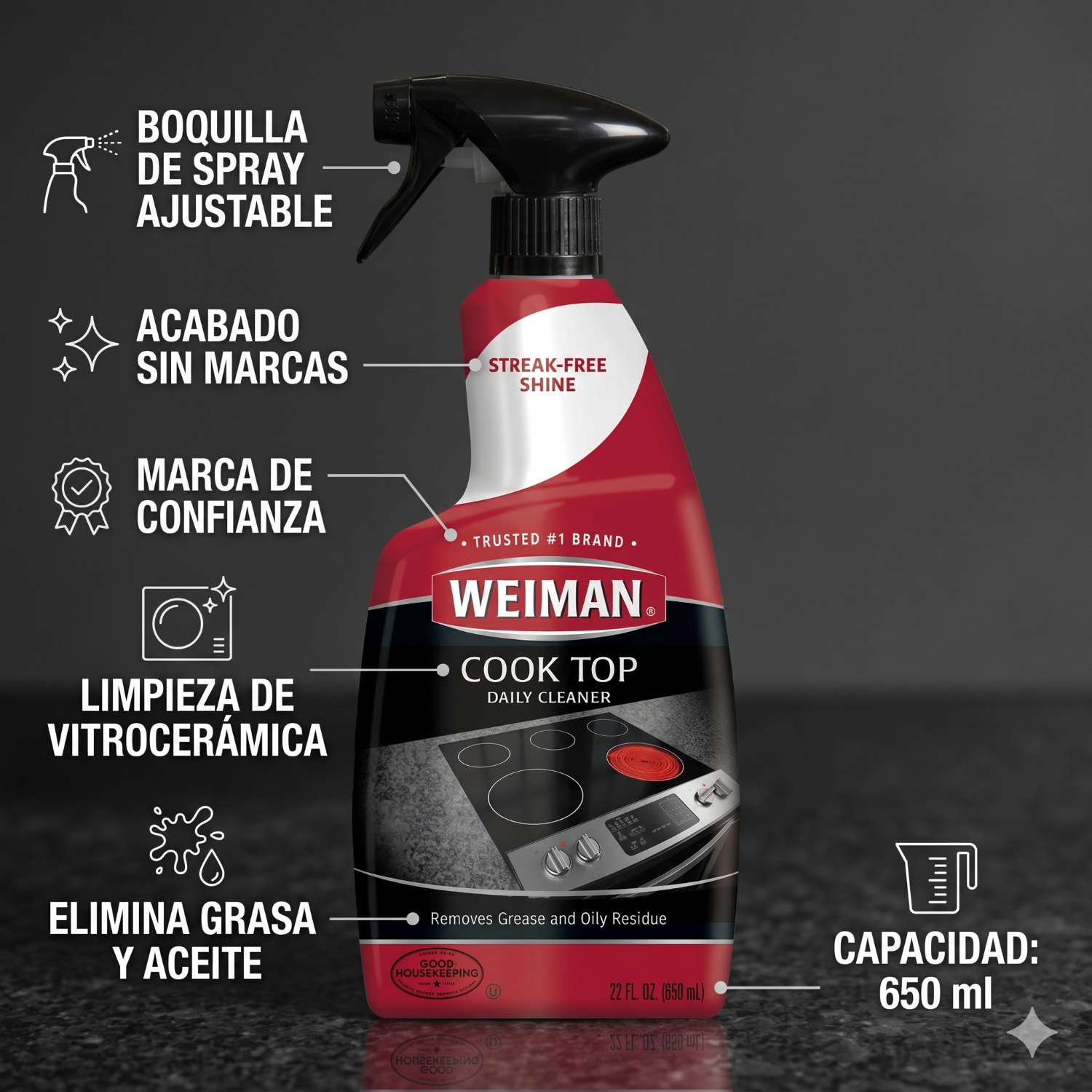 Limpiador Vitrocerámica e Inducción Weiman 650ml-3