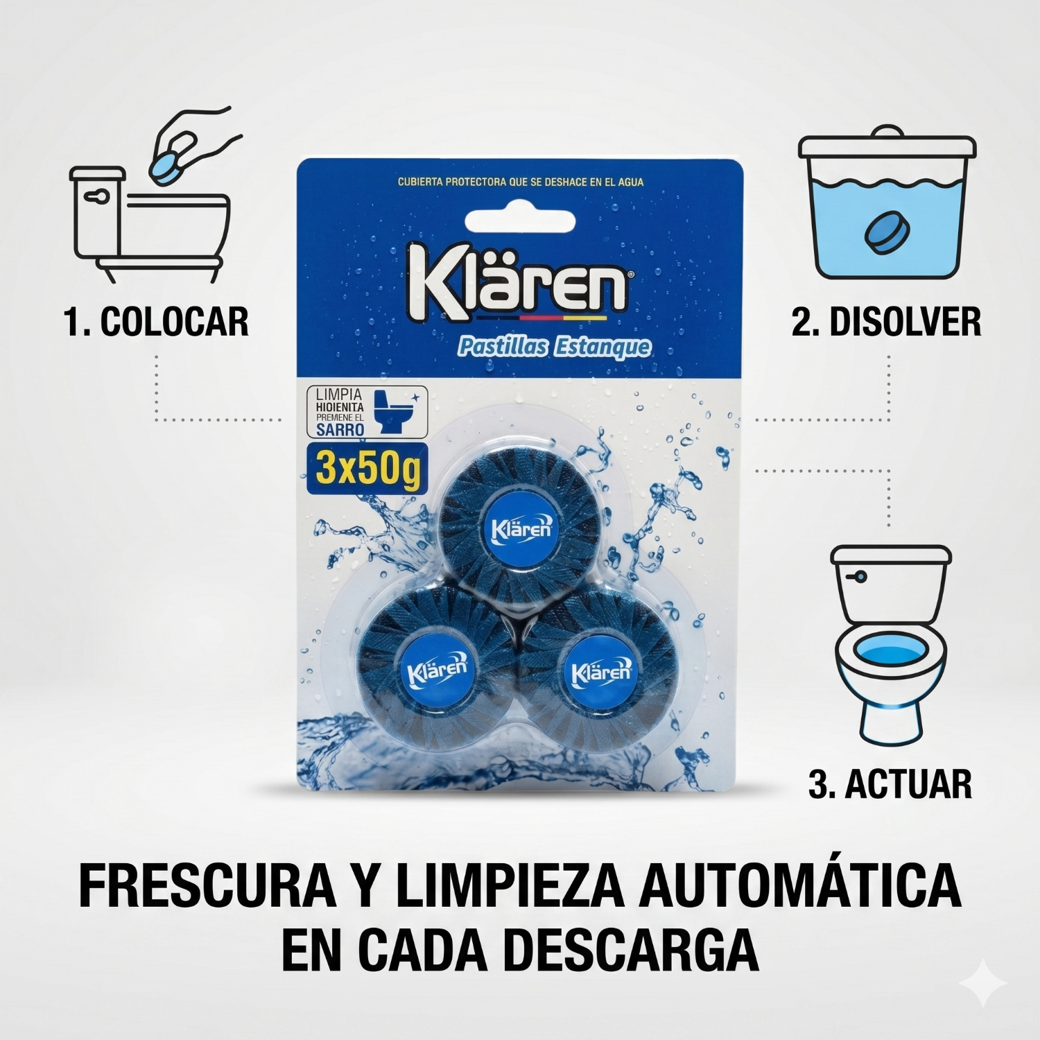 Pastillas Estanque Inodoro Klaren 3x50g-2