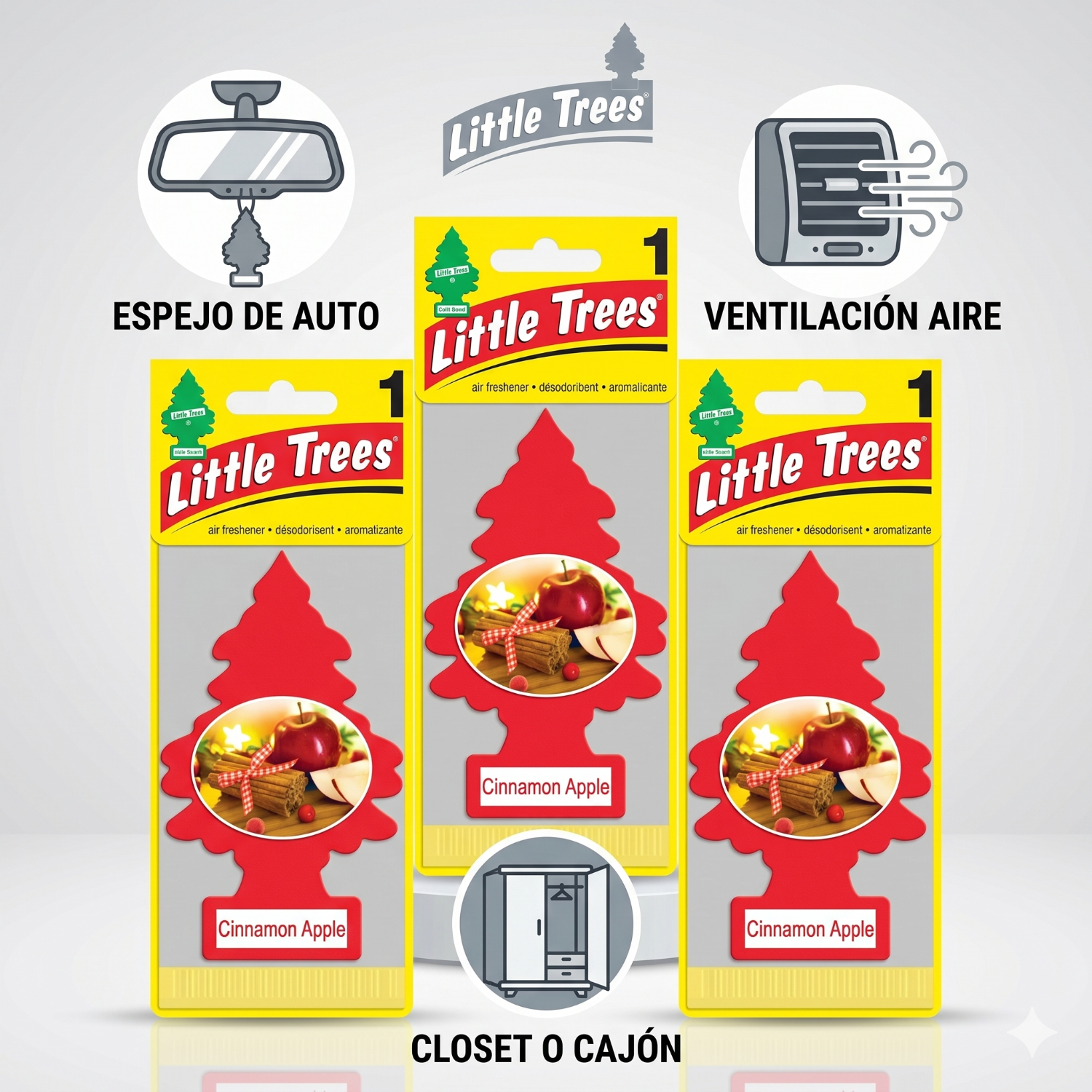Aromatizante Pino Manzana Canela Little Trees Pack X 3unid-2