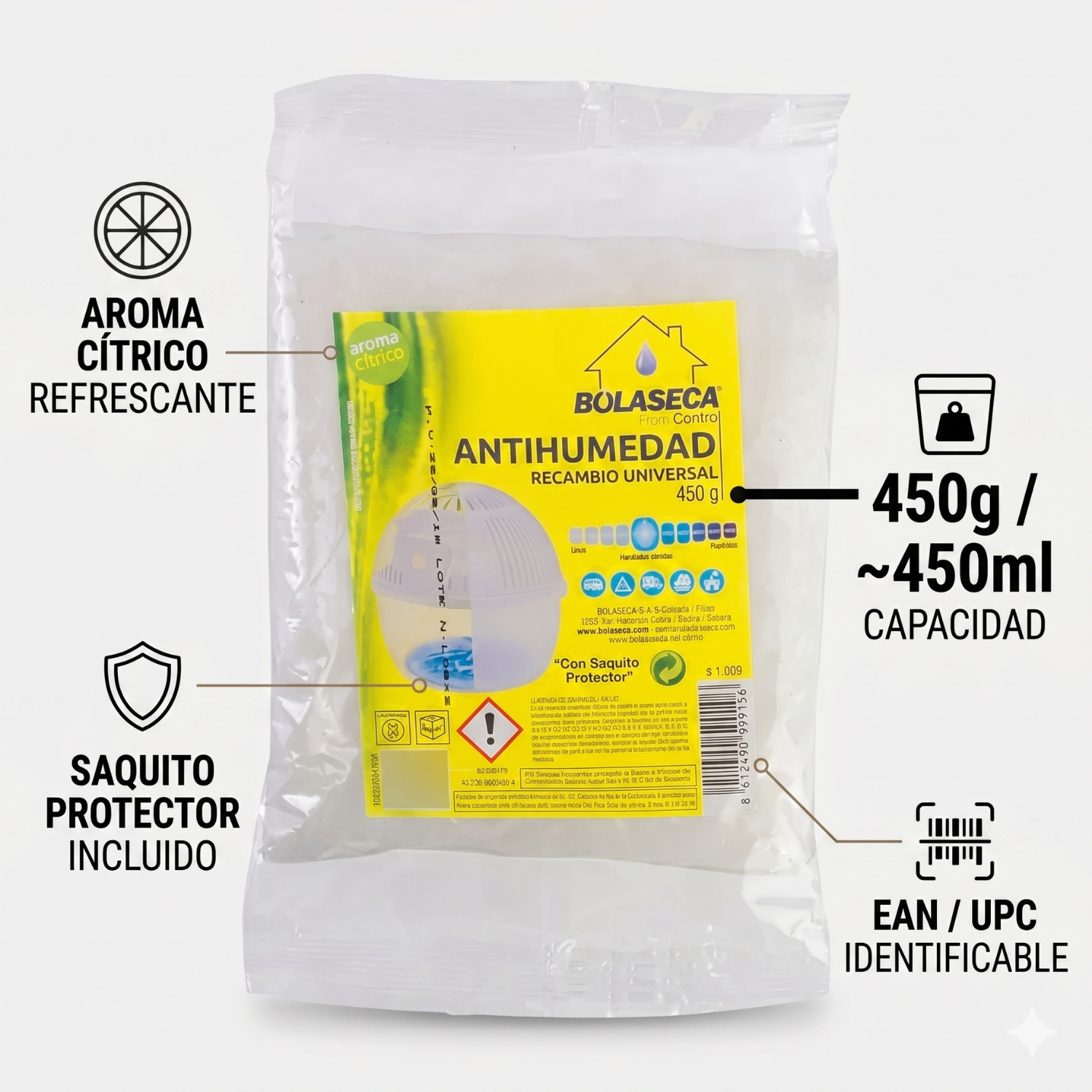 Sistema Antihumedad Bolaseca Recarga Cítrico 450g-3