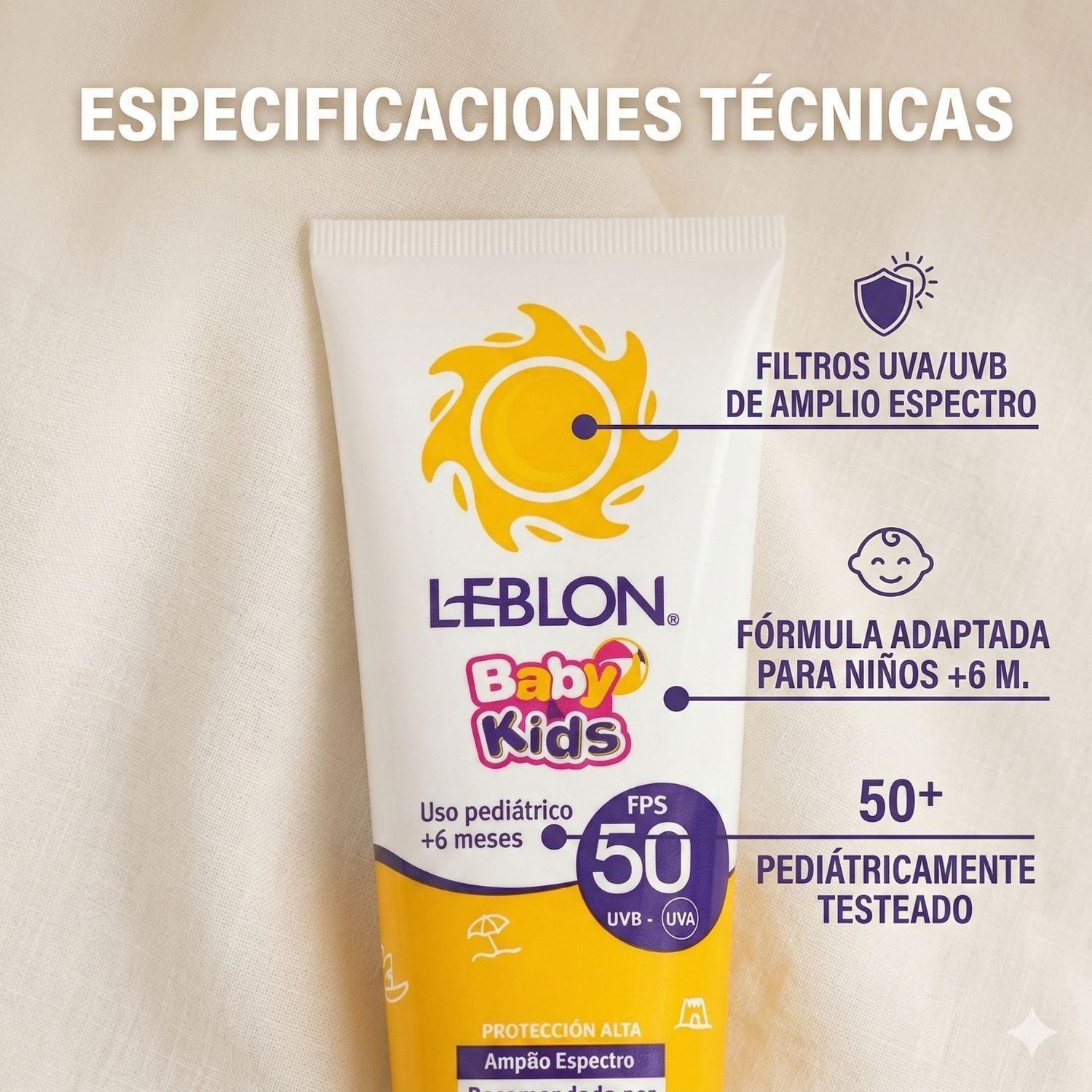 Protector Solar Niños Leblon Baby Kids FPS50 190g-3
