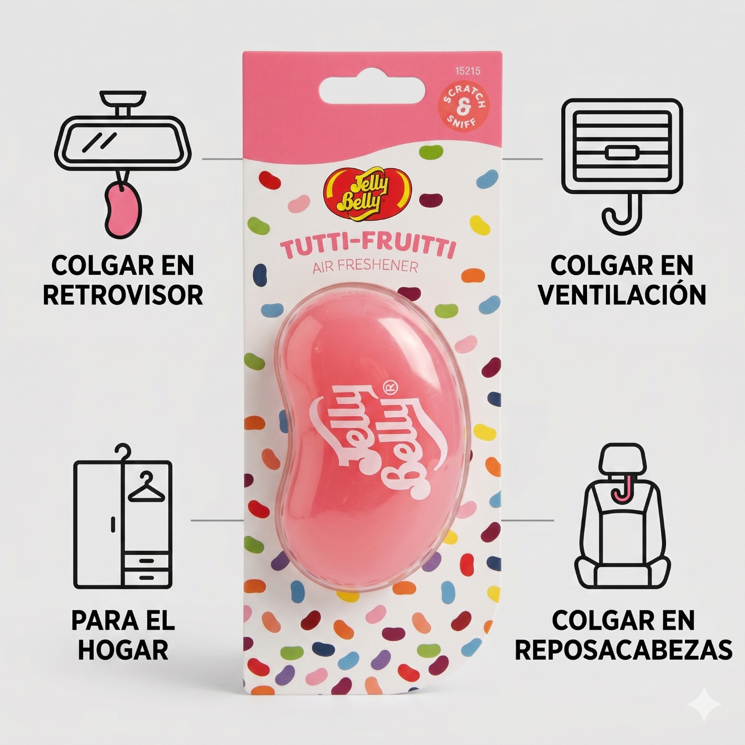 Aromatizante Auto Jelly Belly 3D Tutti Frutti Colgante-2