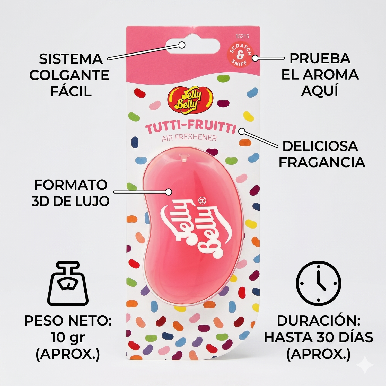 Aromatizante Auto Jelly Belly 3D Tutti Frutti Colgante-3
