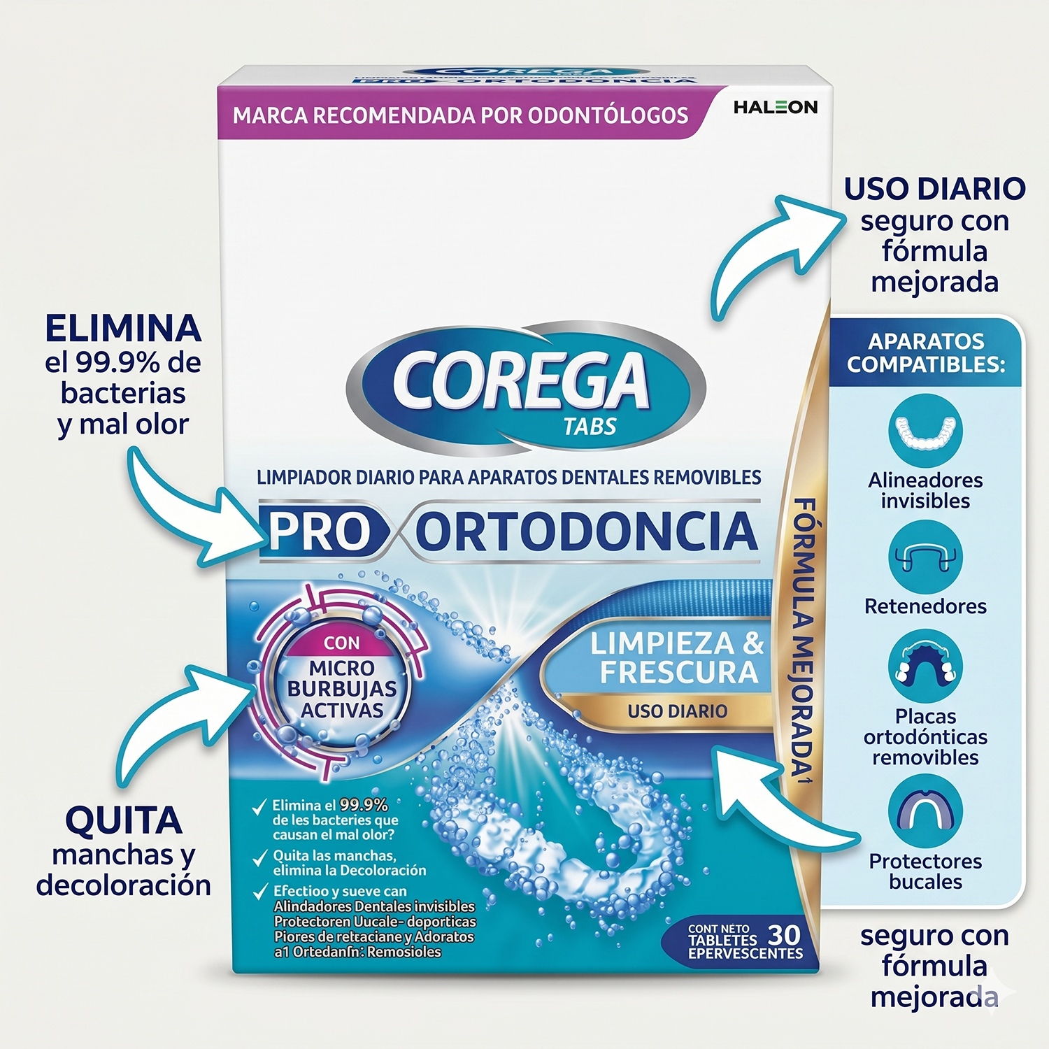 Limpiador Aparatos Dentales Corega Tabs 30 Efervesc-4