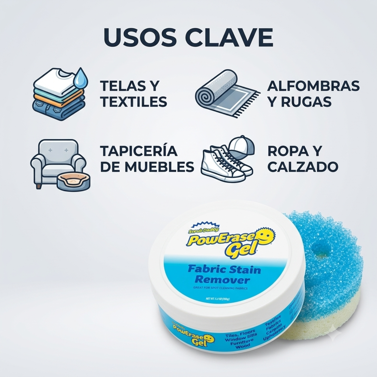 Gel Quitamanchas Telas PowErase 160g Y Esponja Mommy-3