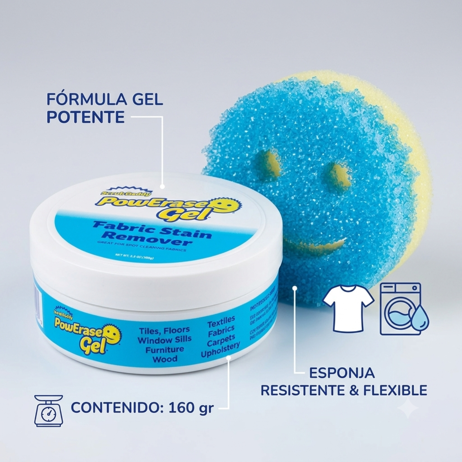 Gel Quitamanchas Telas PowErase 160g Y Esponja Mommy-4