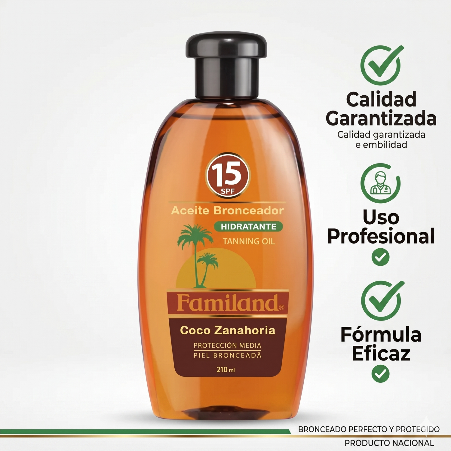 Bronceador Aceite Familand FPS15 Coco Zanahoria 210 ml-5