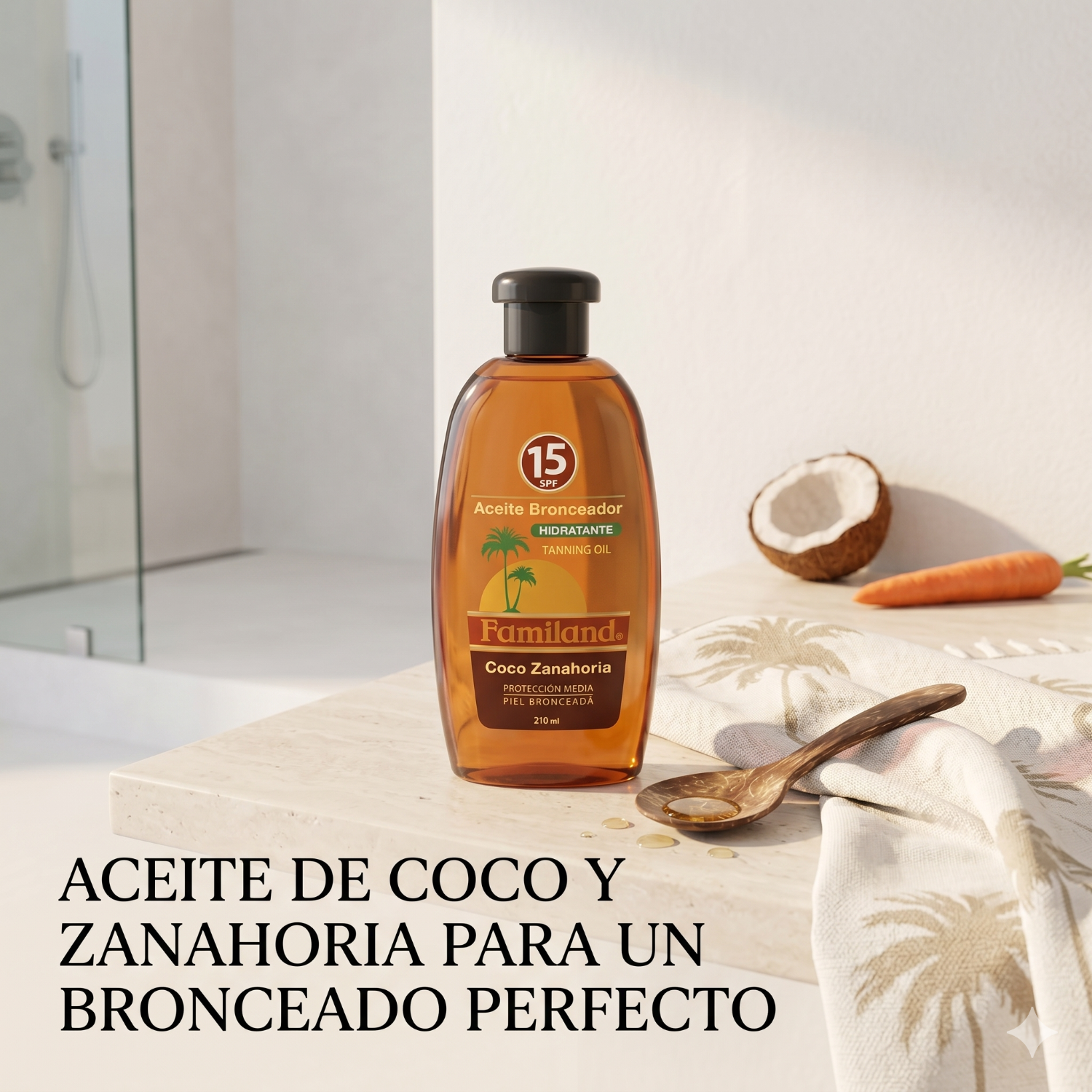 Bronceador Aceite Familand FPS15 Coco Zanahoria 210 ml-6
