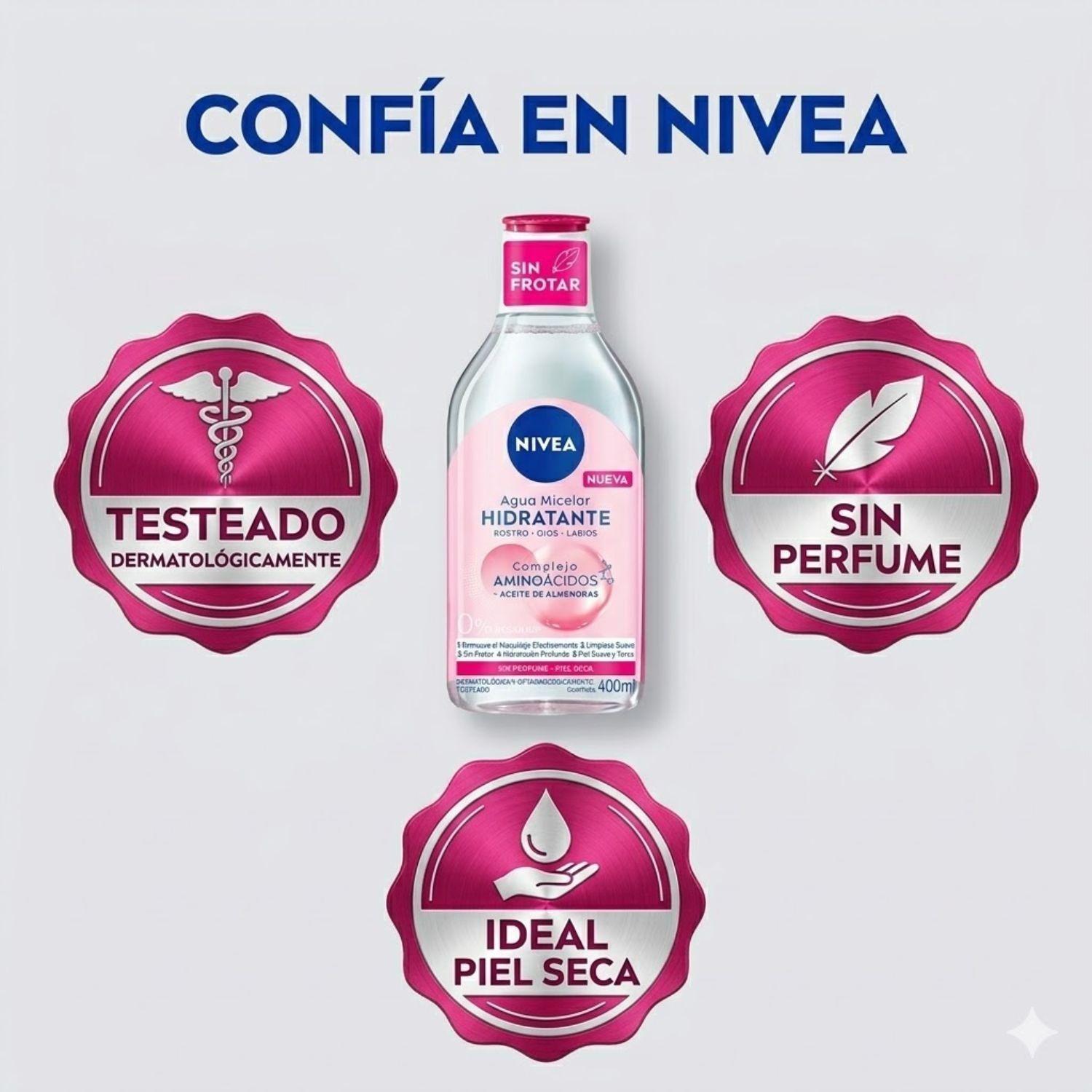 Agua Micelar Nivea Hidratante 400ml: Piel Seca y Sensible-3