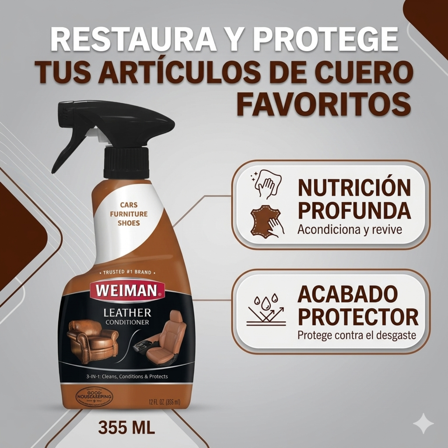 Limpiador Acondicionador De Cuero Weiman 3En1 355ml-1