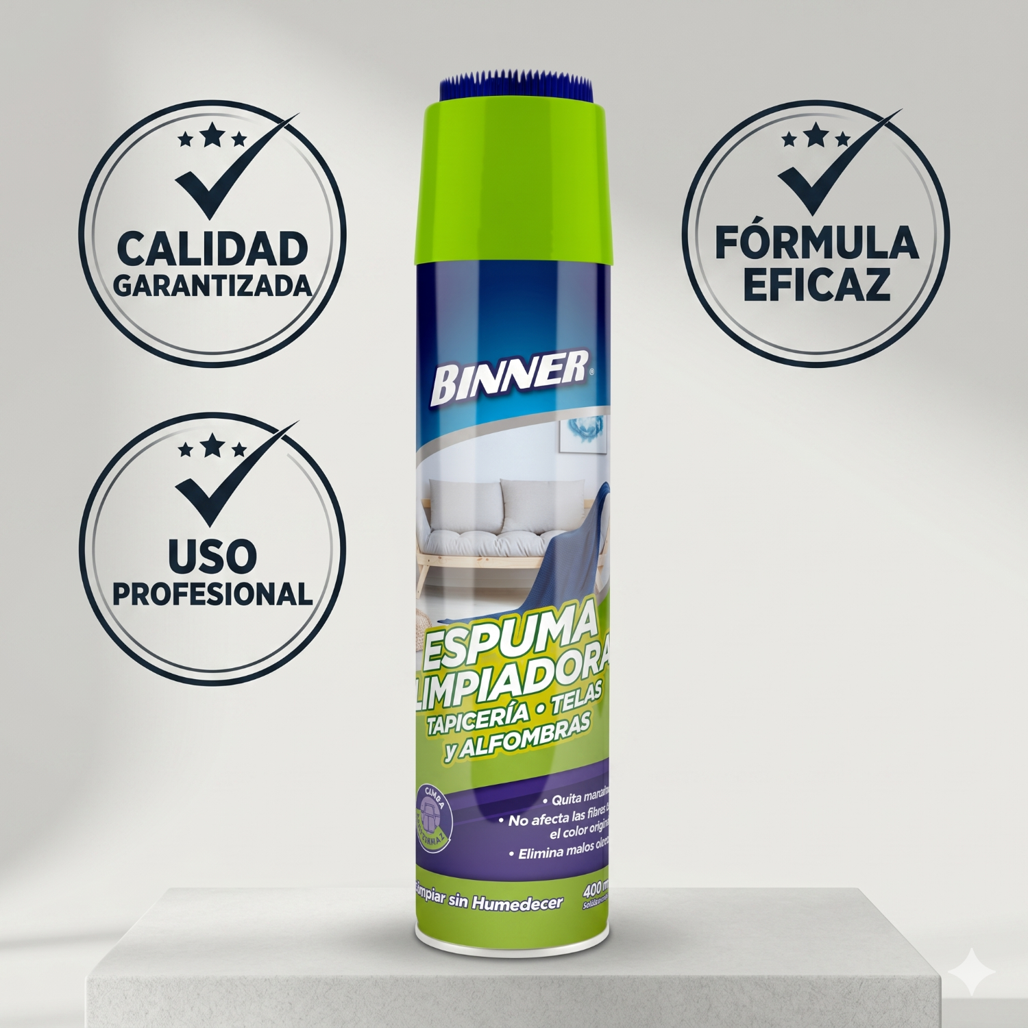 Limpiador Tapicería Telas Alfombras Binner Espuma 400ml-4